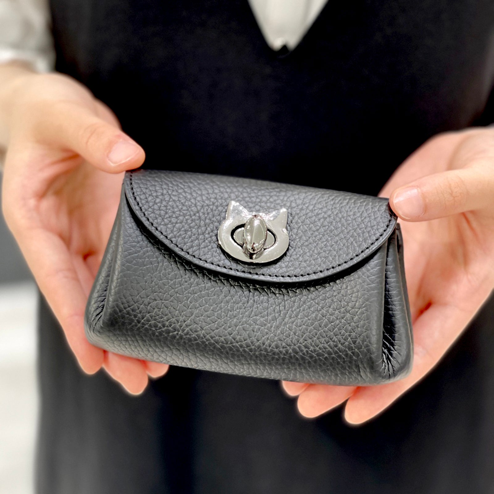 Shell Pouch CAT Cuir Mash / Black