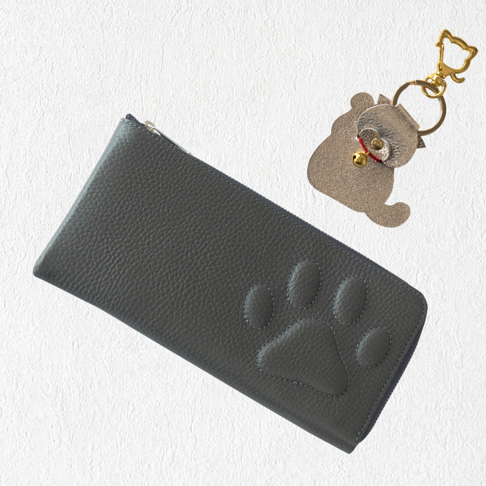 【数量限定】PAW L字ファスナー長財布 招き猫チャーム付きSET / グラファイト