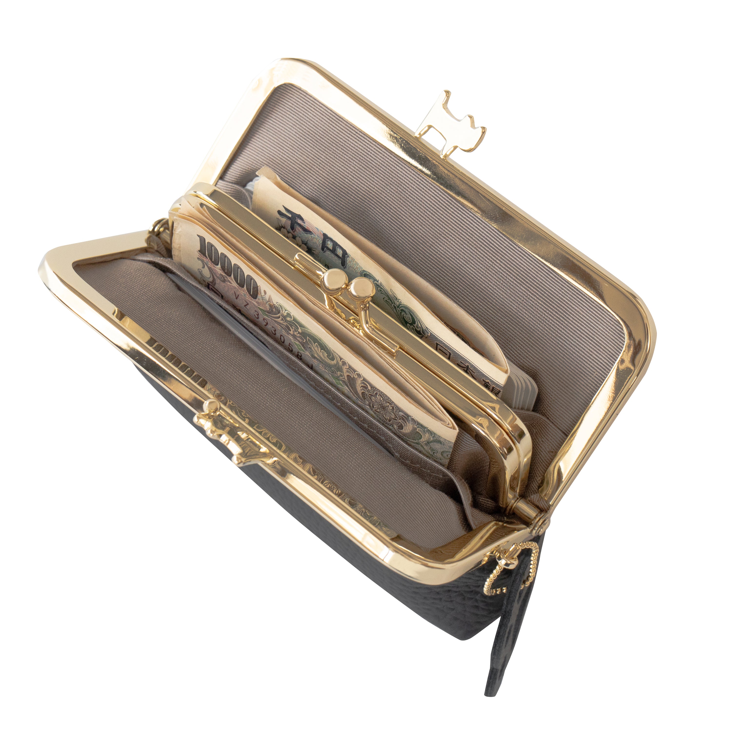 にゃまぐちウォレット キュイール・マッシュ / ブラック