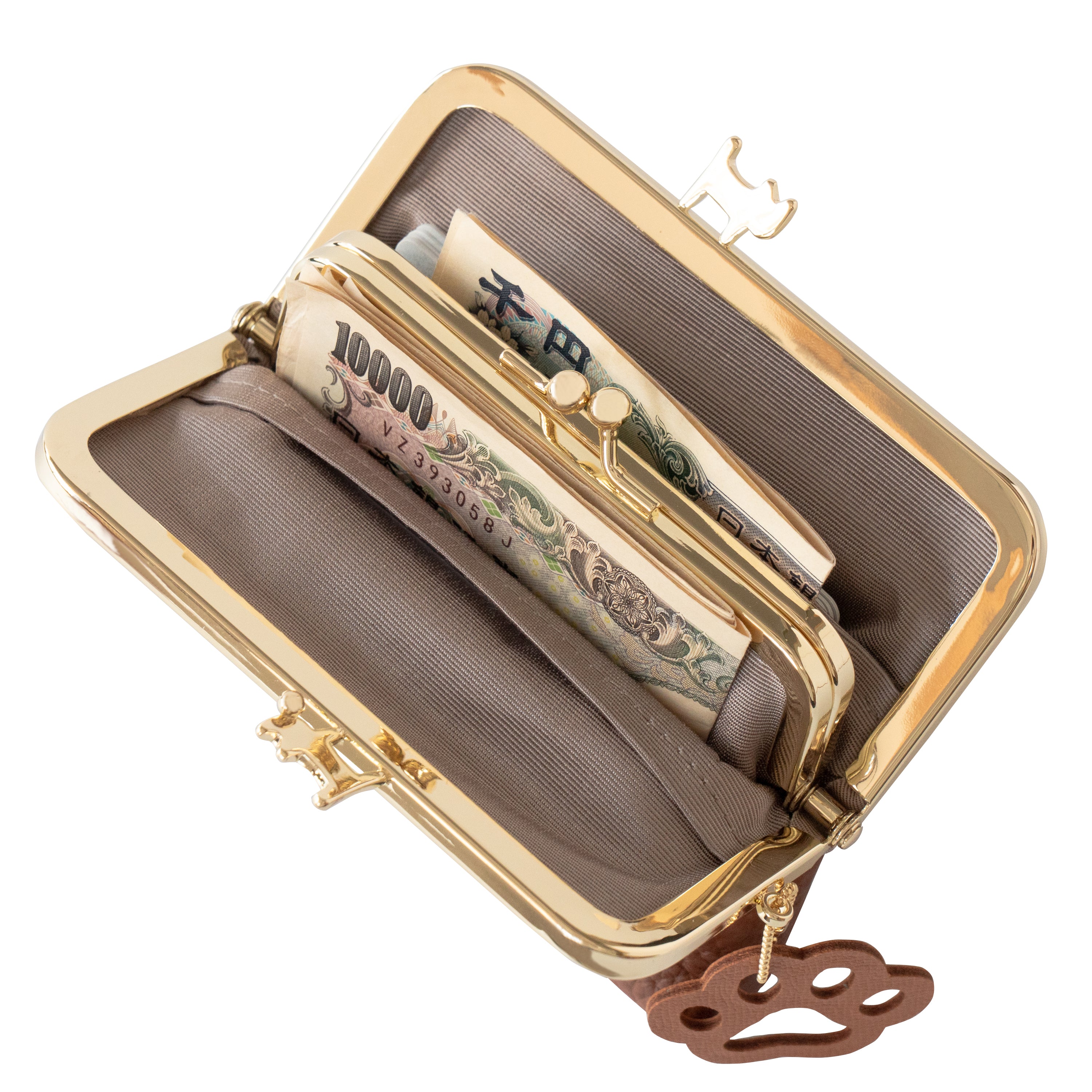 にゃまぐちウォレット キュイール・マッシュ / キャメル