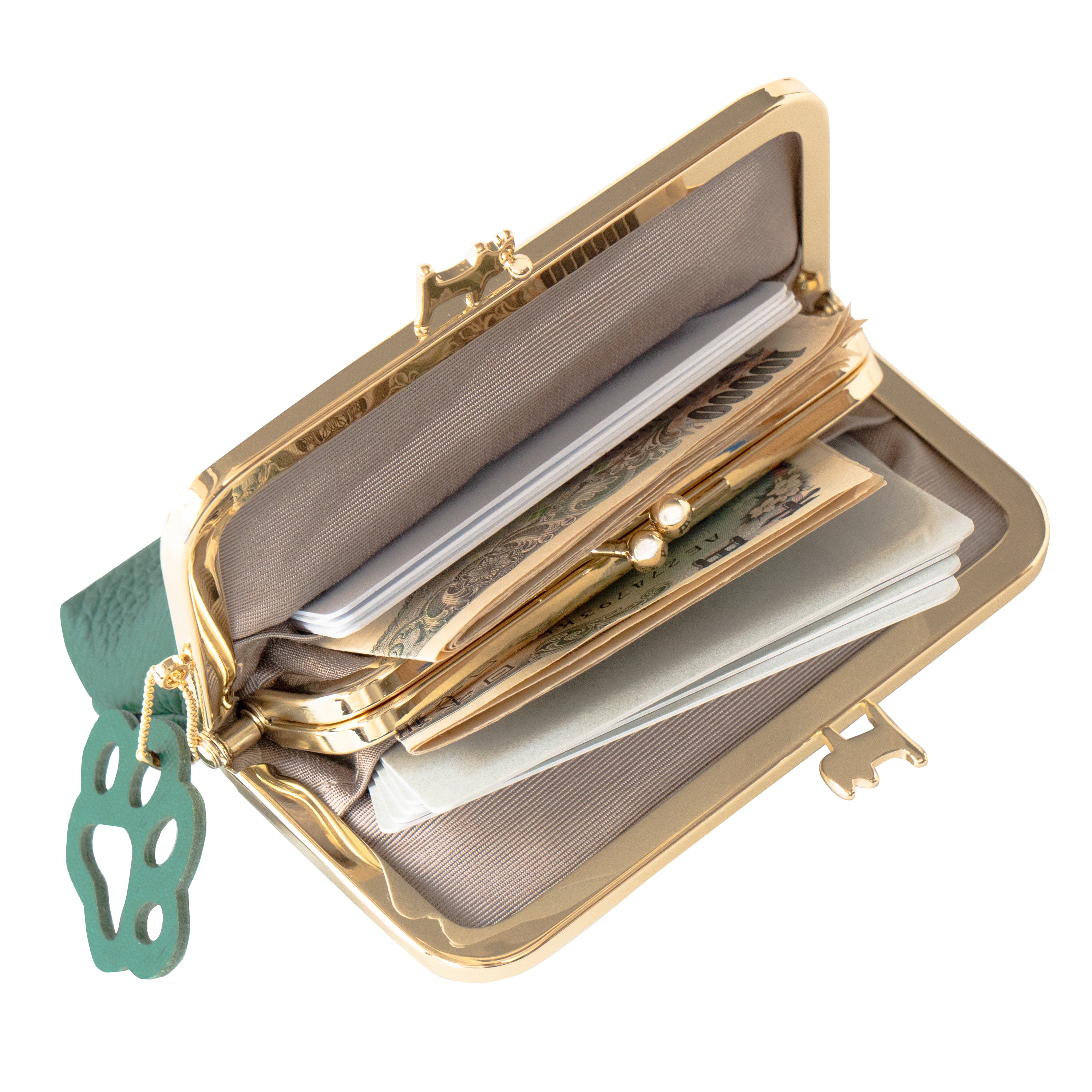 にゃまぐちウォレット キュイール・マッシュ / エメラルド