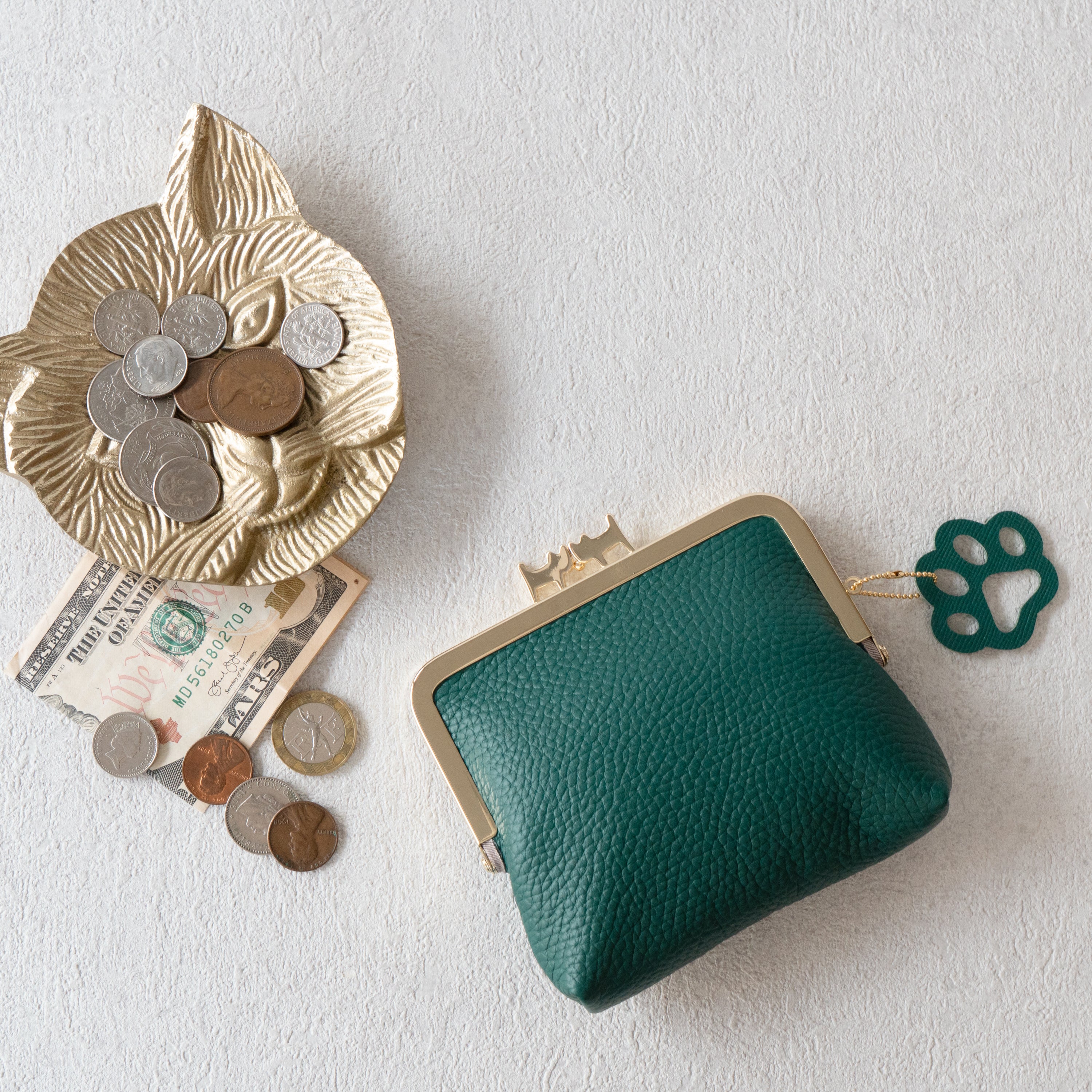 にゃまぐちウォレット キュイール・マッシュ / エメラルド