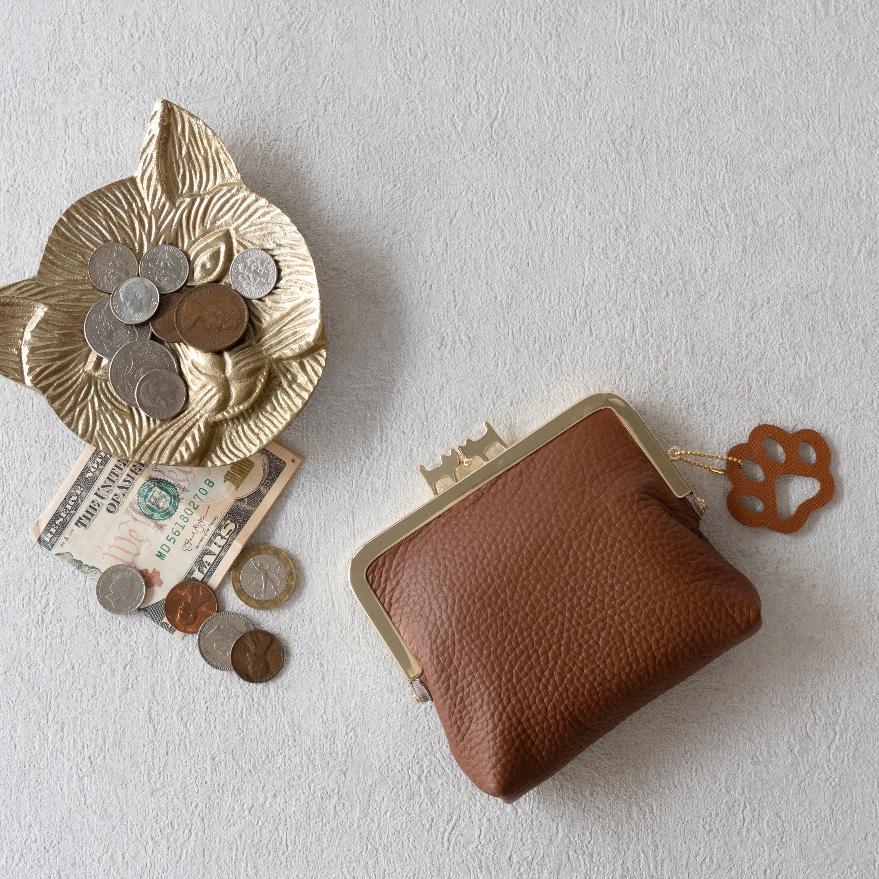 にゃまぐちウォレット キュイール・マッシュ / キャメル