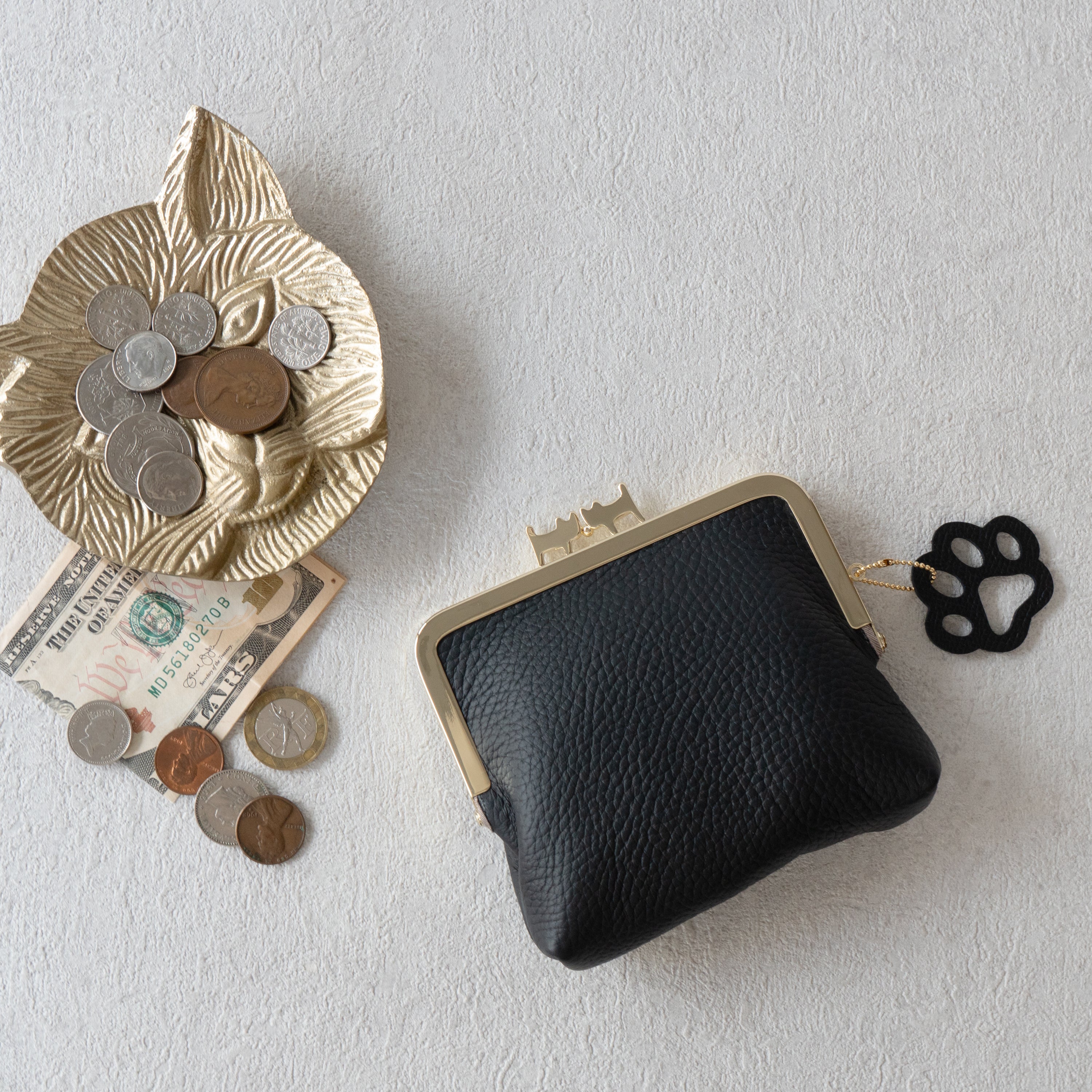 にゃまぐちウォレット キュイール・マッシュ / ブラック