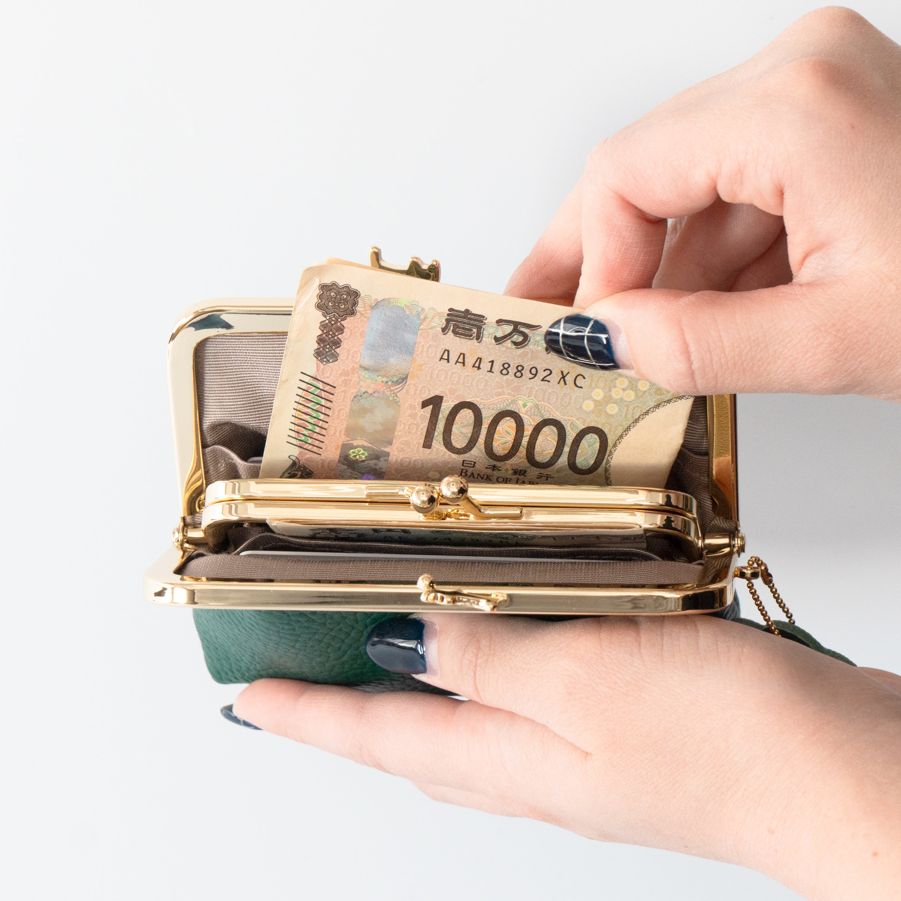 にゃまぐちウォレット キュイール・マッシュ / エメラルド