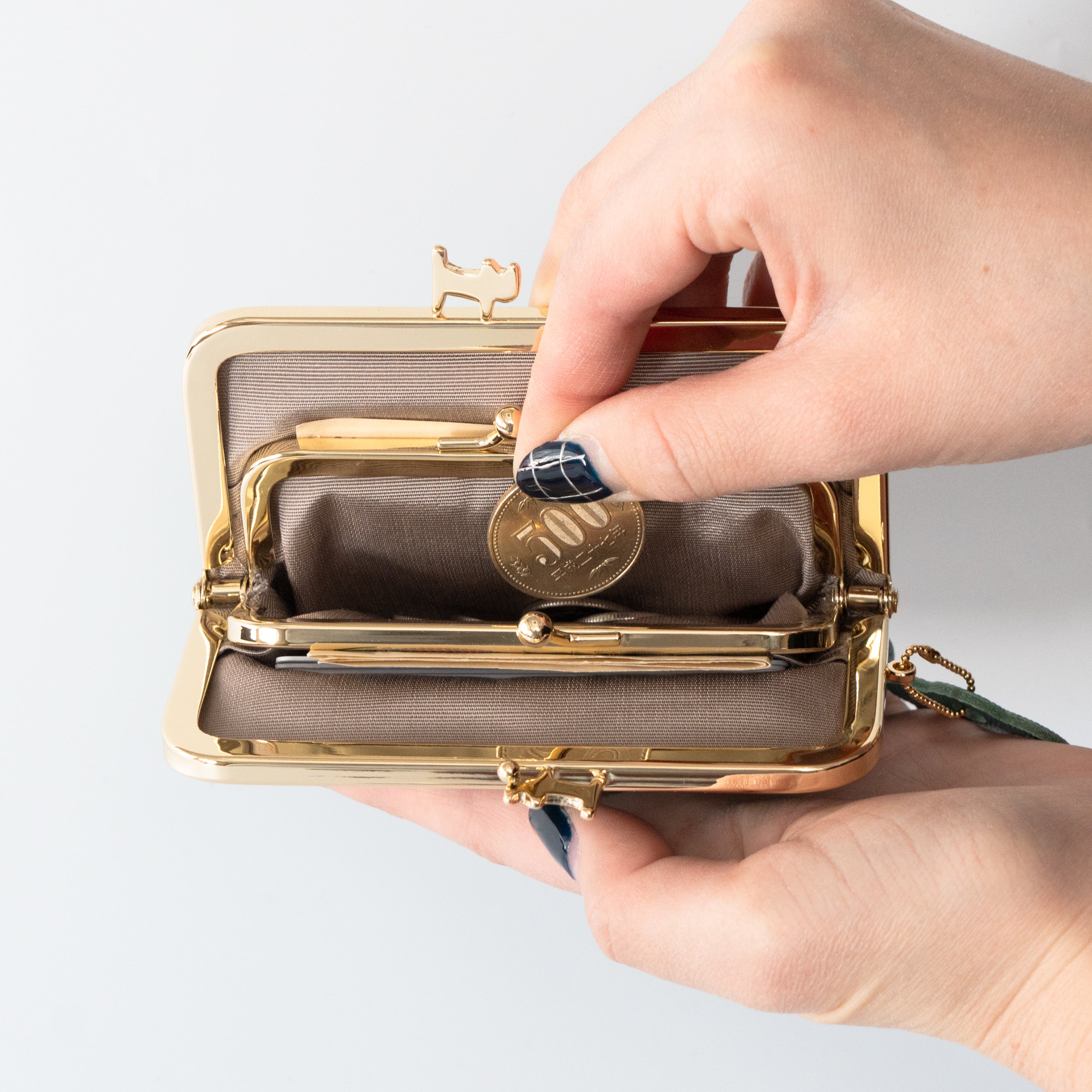 にゃまぐちウォレット キュイール・マッシュ / エメラルド