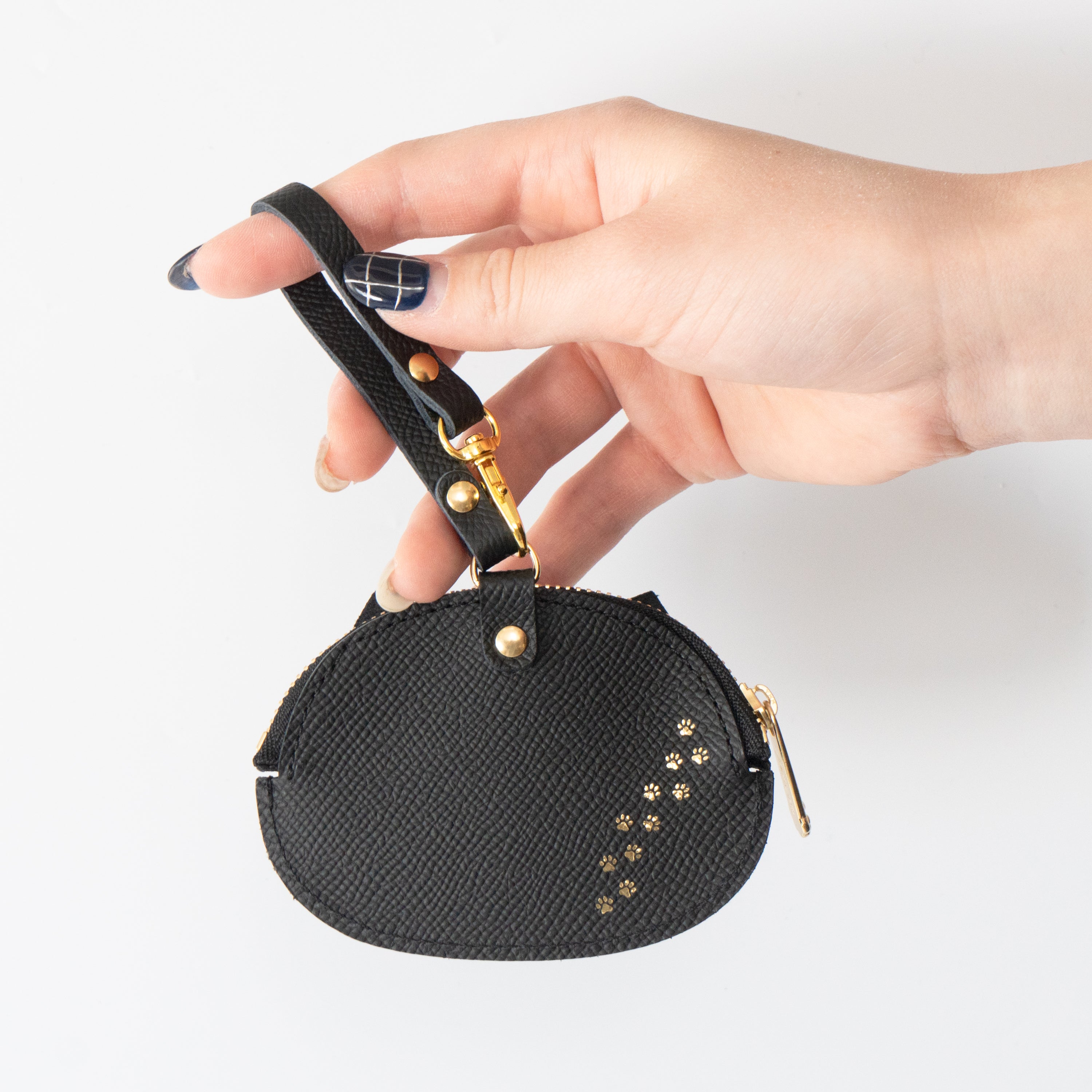 Meow Face Coin Case Cuir Minerva / Black