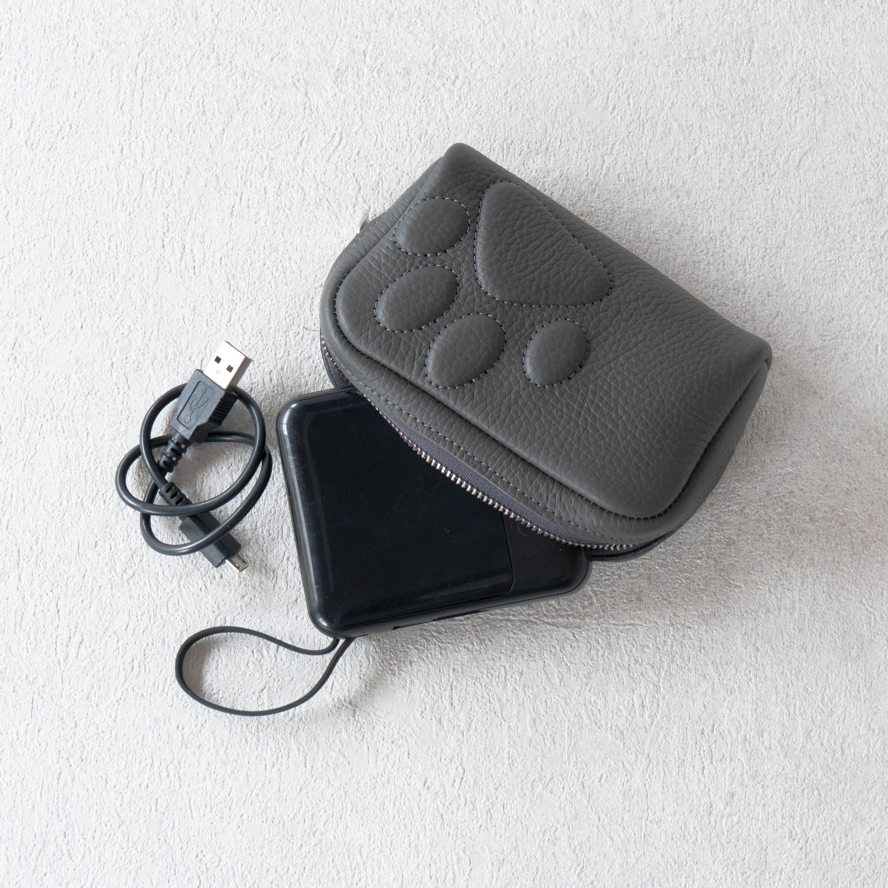 PAWキューブポーチ キュイール・マッシュ / グラファイト