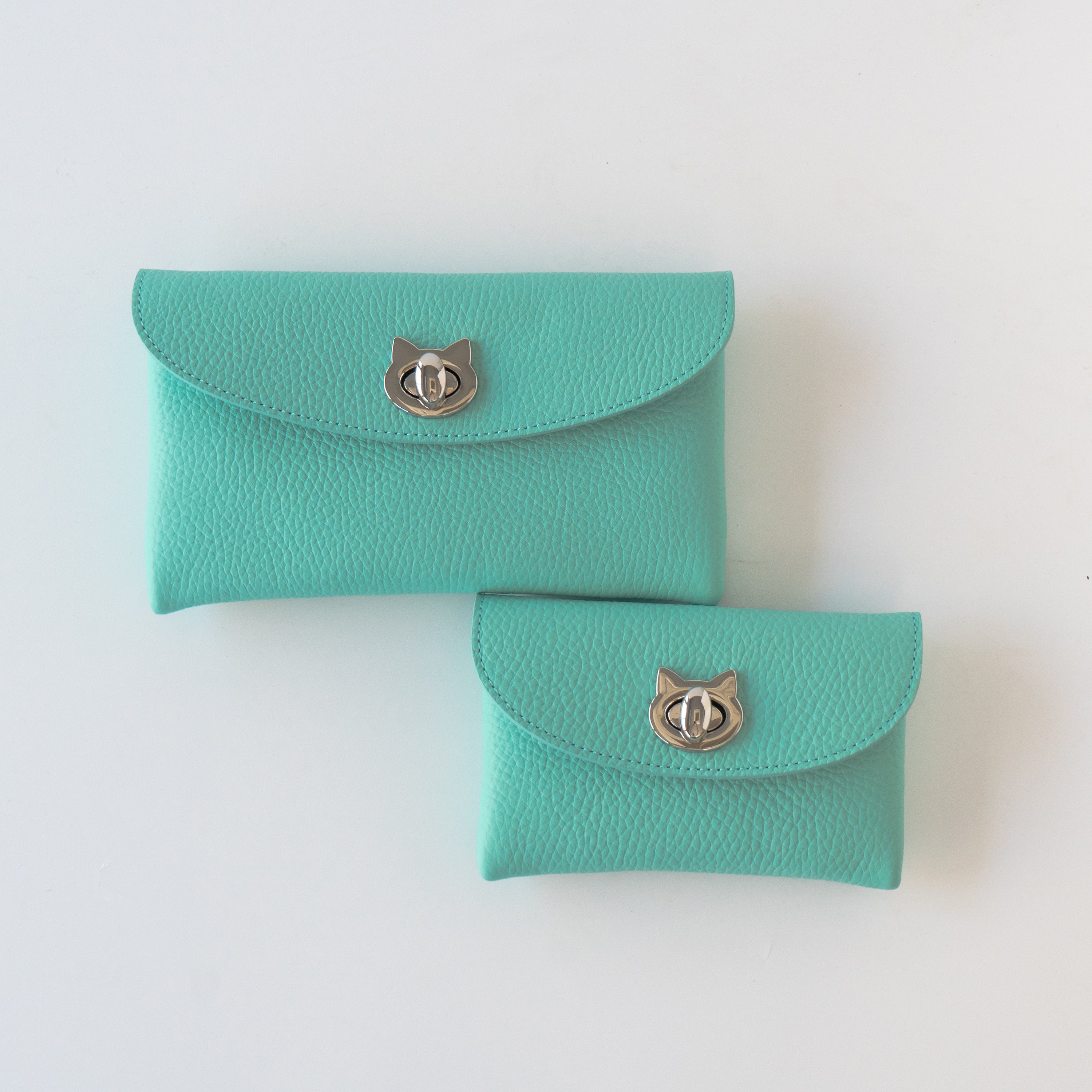 Flap Wallet Fleunie Medium Cuir Mash / Bleu Dragée