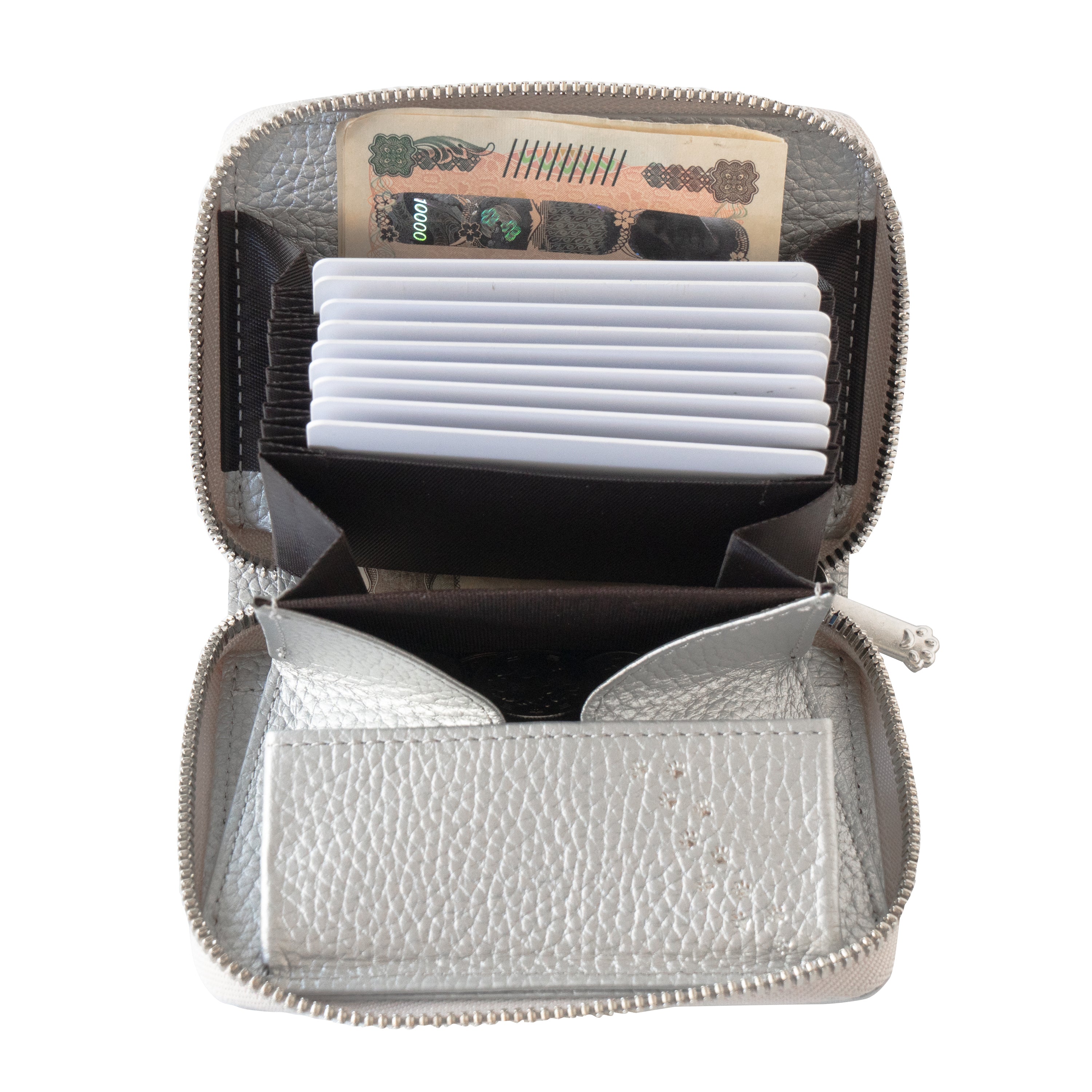 PAW Zippered Mid-Wallet Cuir Mash / Silver