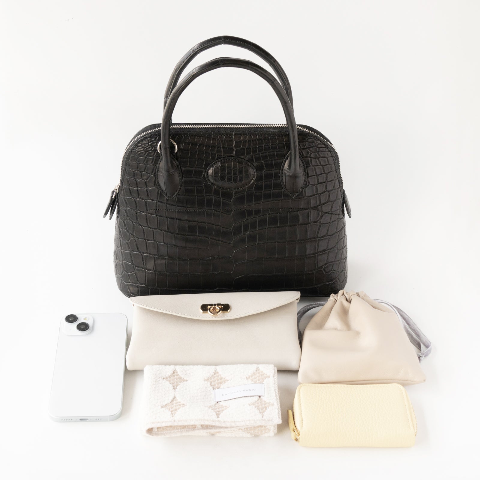 【おつとめ品セール】ハンドバッグ・ルーチェ25 クロコダイル / ブラック