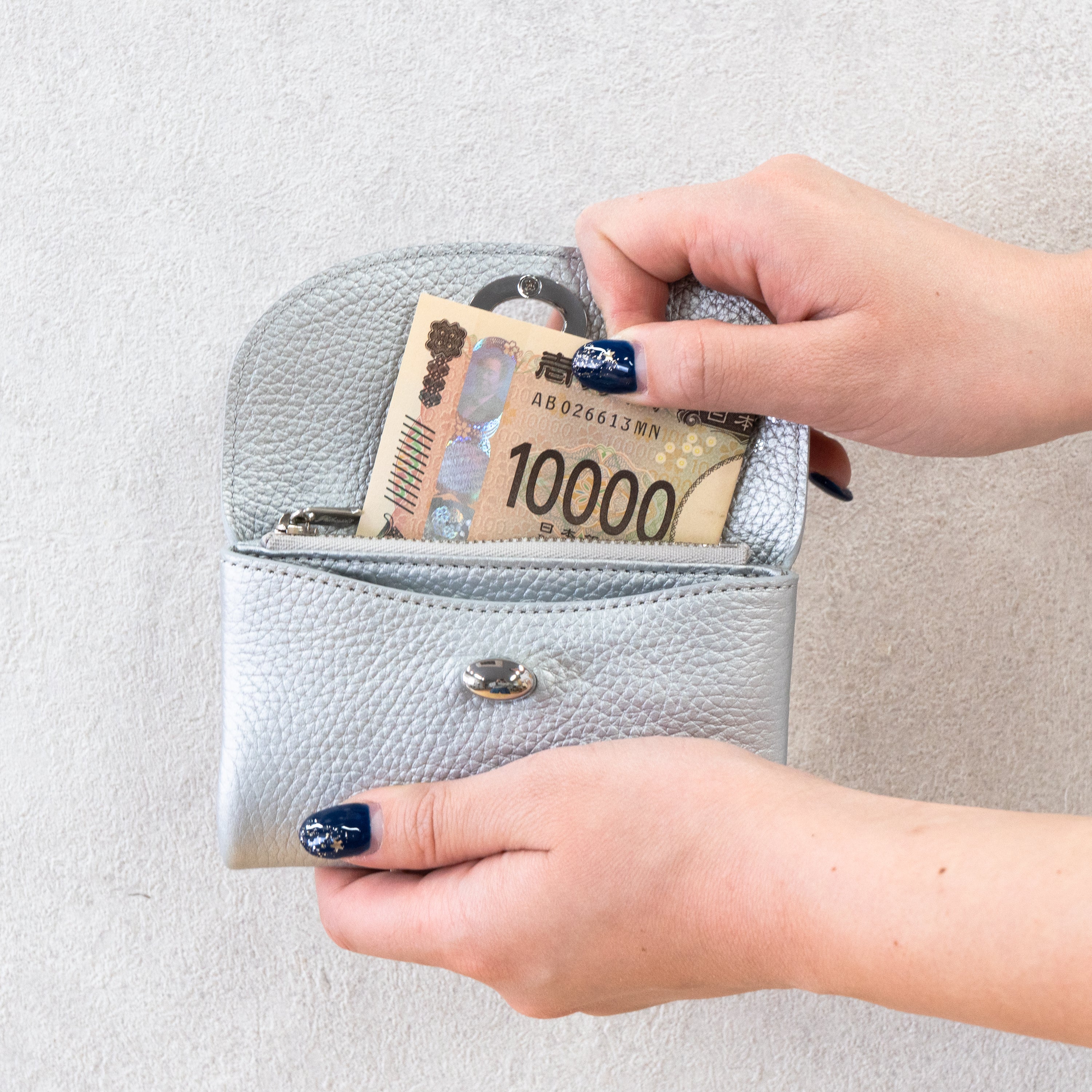 Flap Wallet Flunya Medium Cuir Mash / Silver