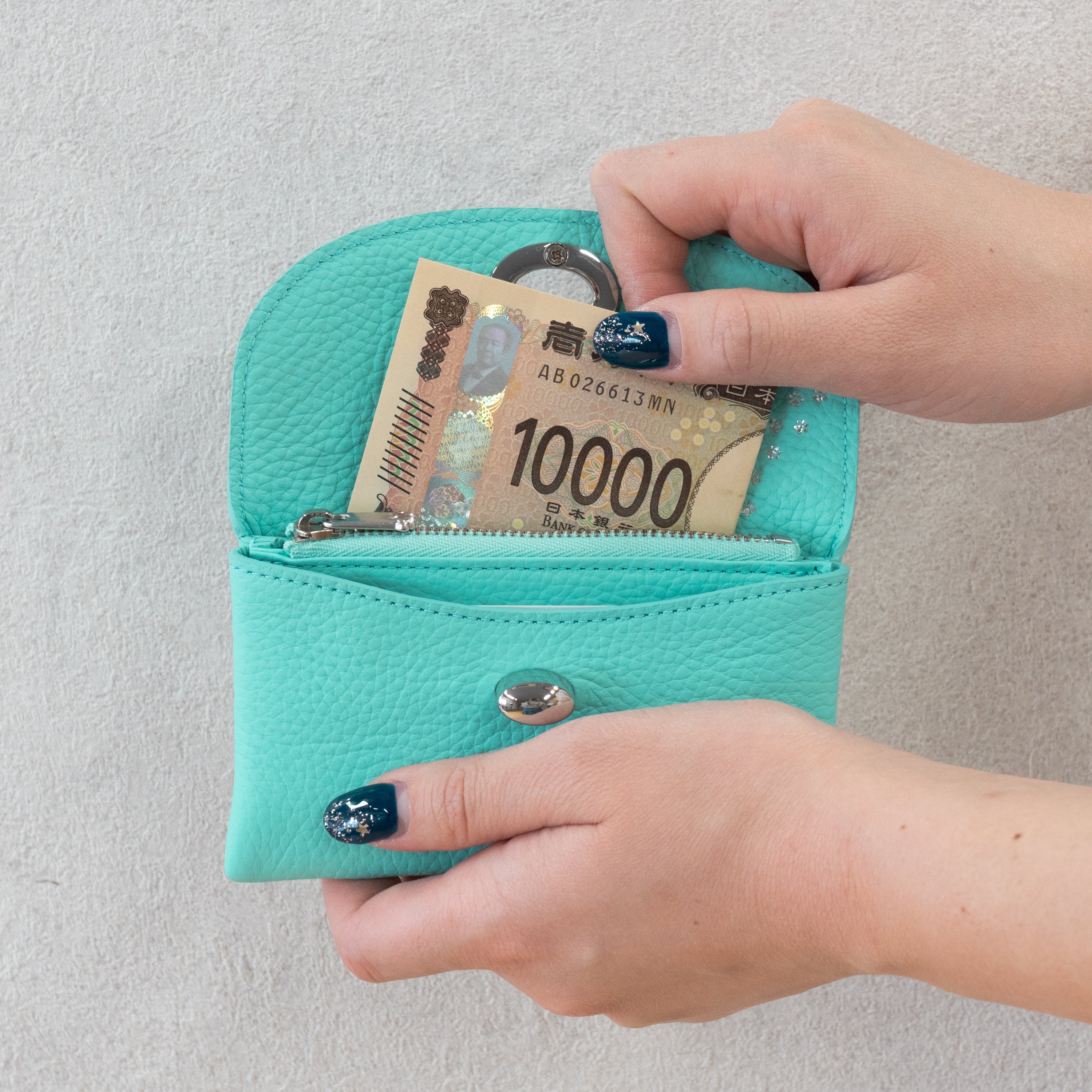 Flap Wallet Fleunie Medium Cuir Mash / Bleu Dragée