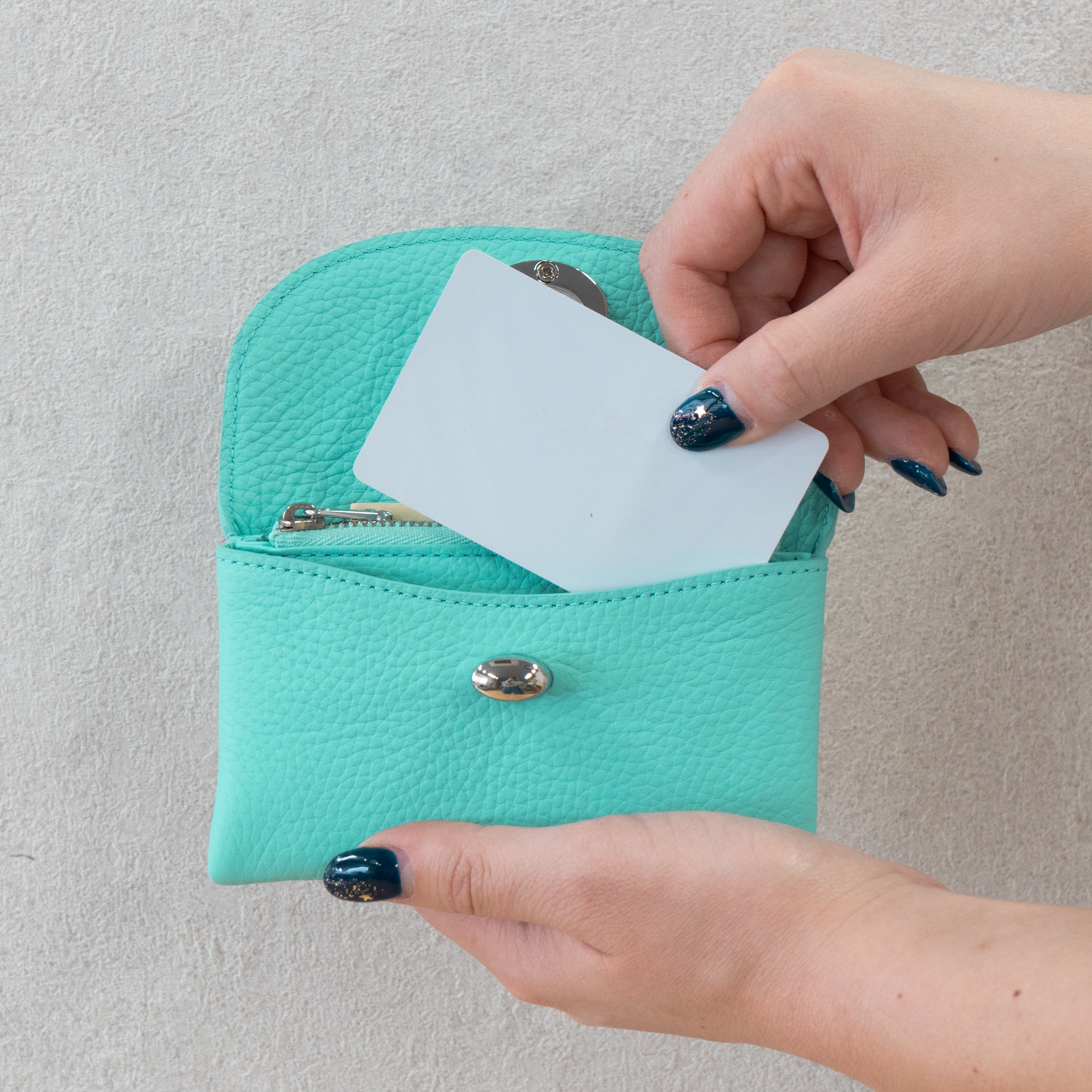 Flap Wallet Fleunie Medium Cuir Mash / Bleu Dragée