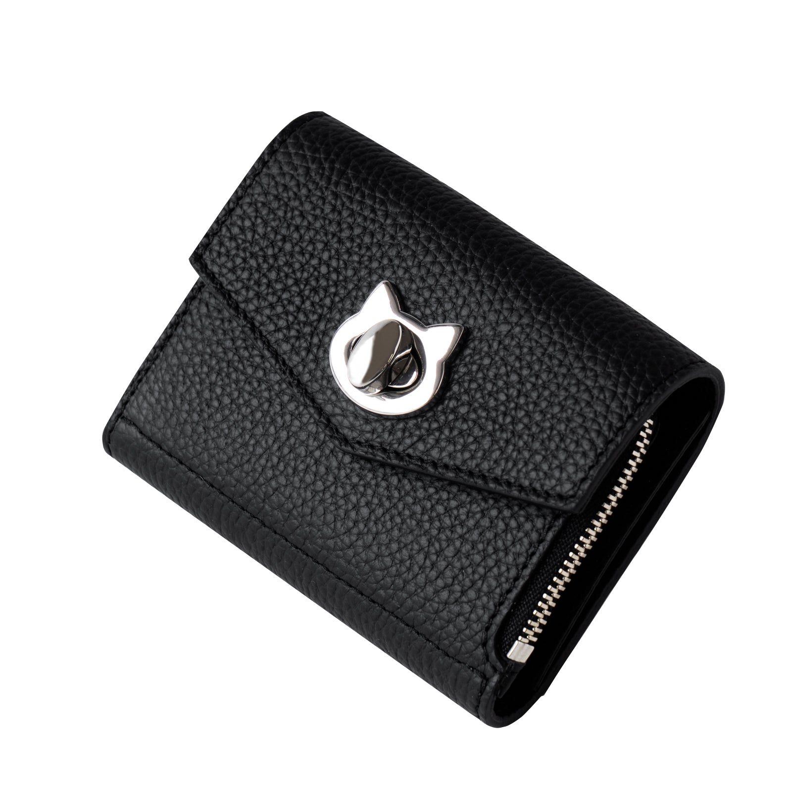 N'Apela Grande Cuir Mache Handy Wallet in Black with Silver Hardware