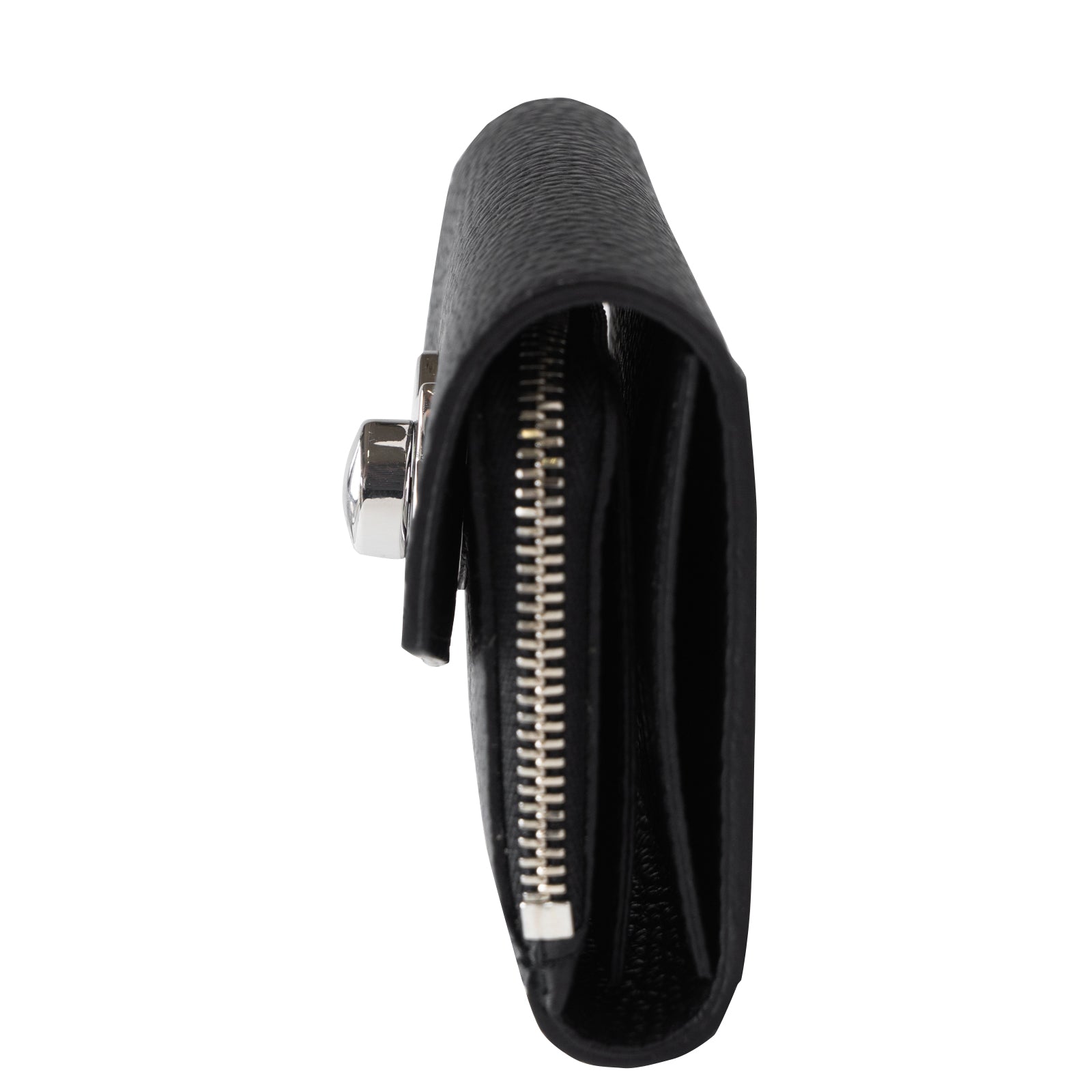 N'Apela Grande Cuir Mache Handy Wallet in Black with Silver Hardware