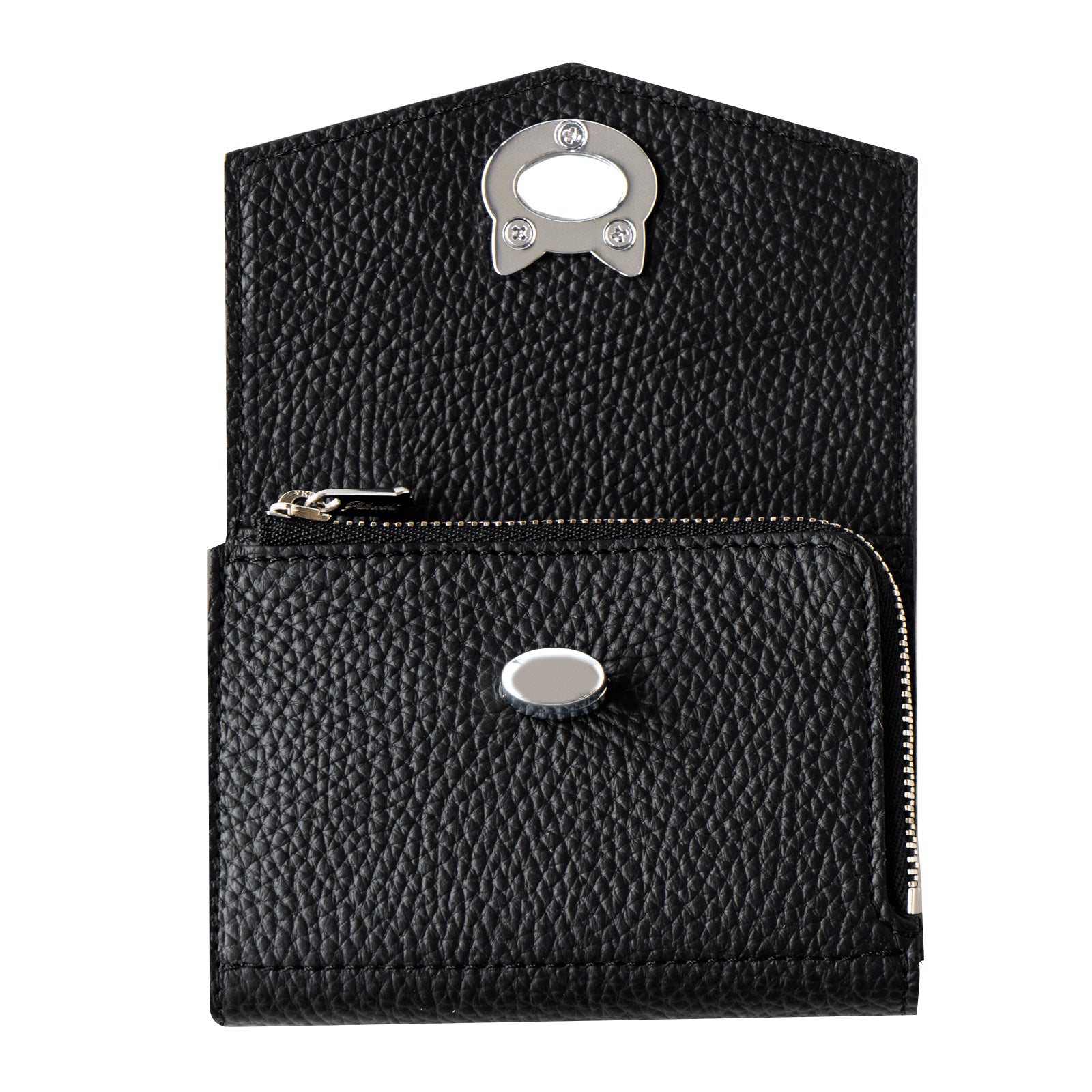 N'Apela Grande Cuir Mache Handy Wallet in Black with Silver Hardware