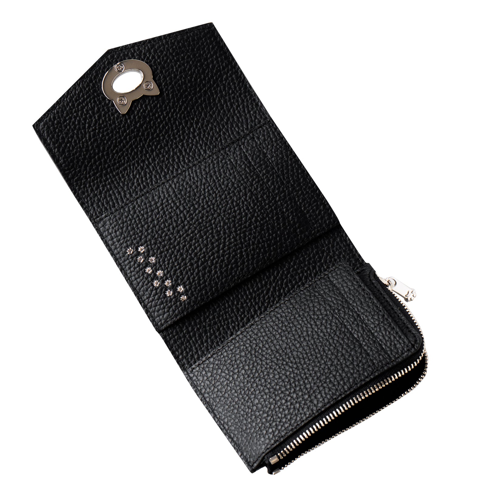 N'Apela Grande Cuir Mache Handy Wallet in Black with Silver Hardware