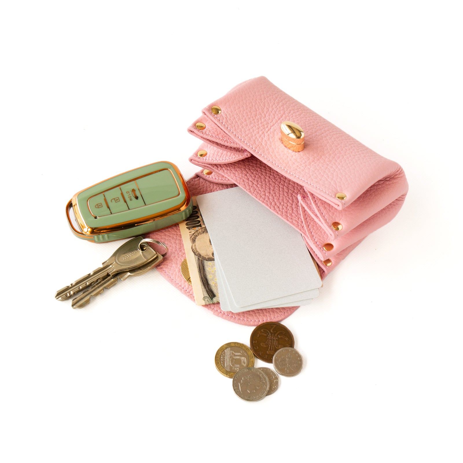 Shell pouch CAT Cuir Mash / Sakura Pink
