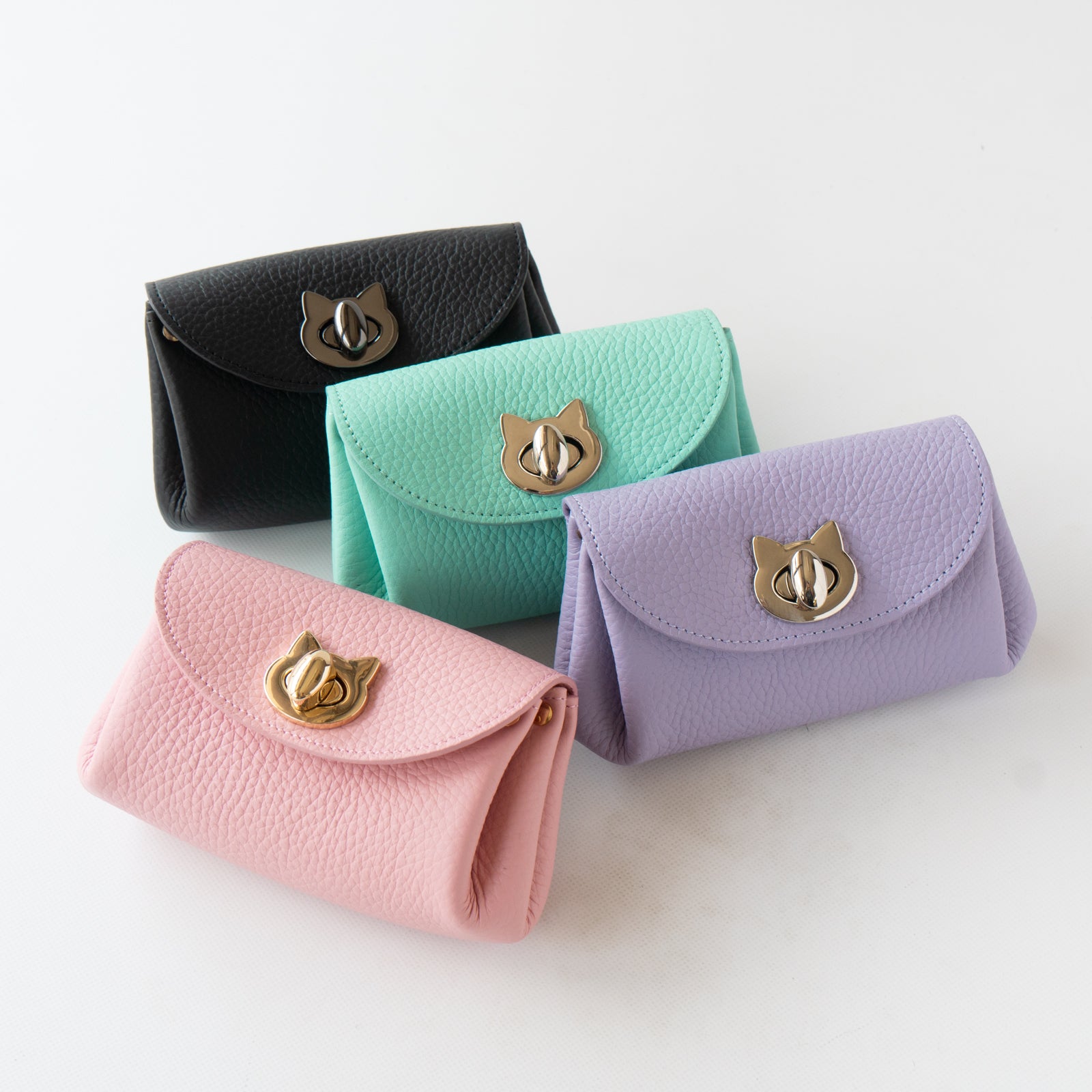 Shell pouch CAT Cuir Mash / Sakura Pink