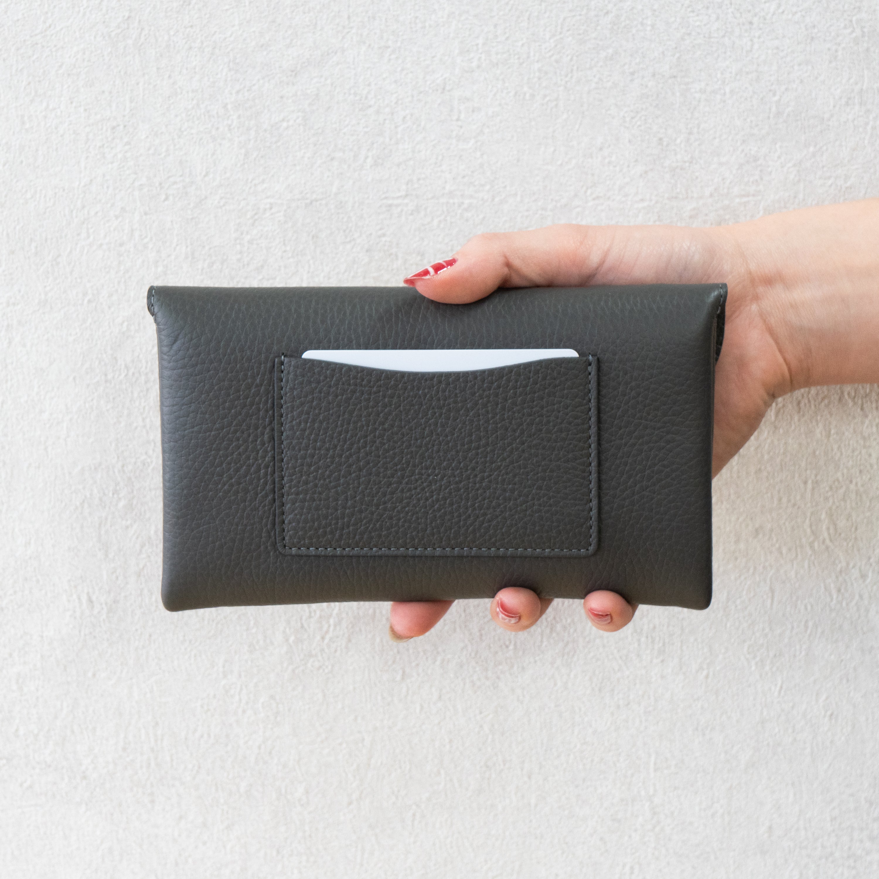 Flap Wallet Furnya Long Cuir Mache / Graphite