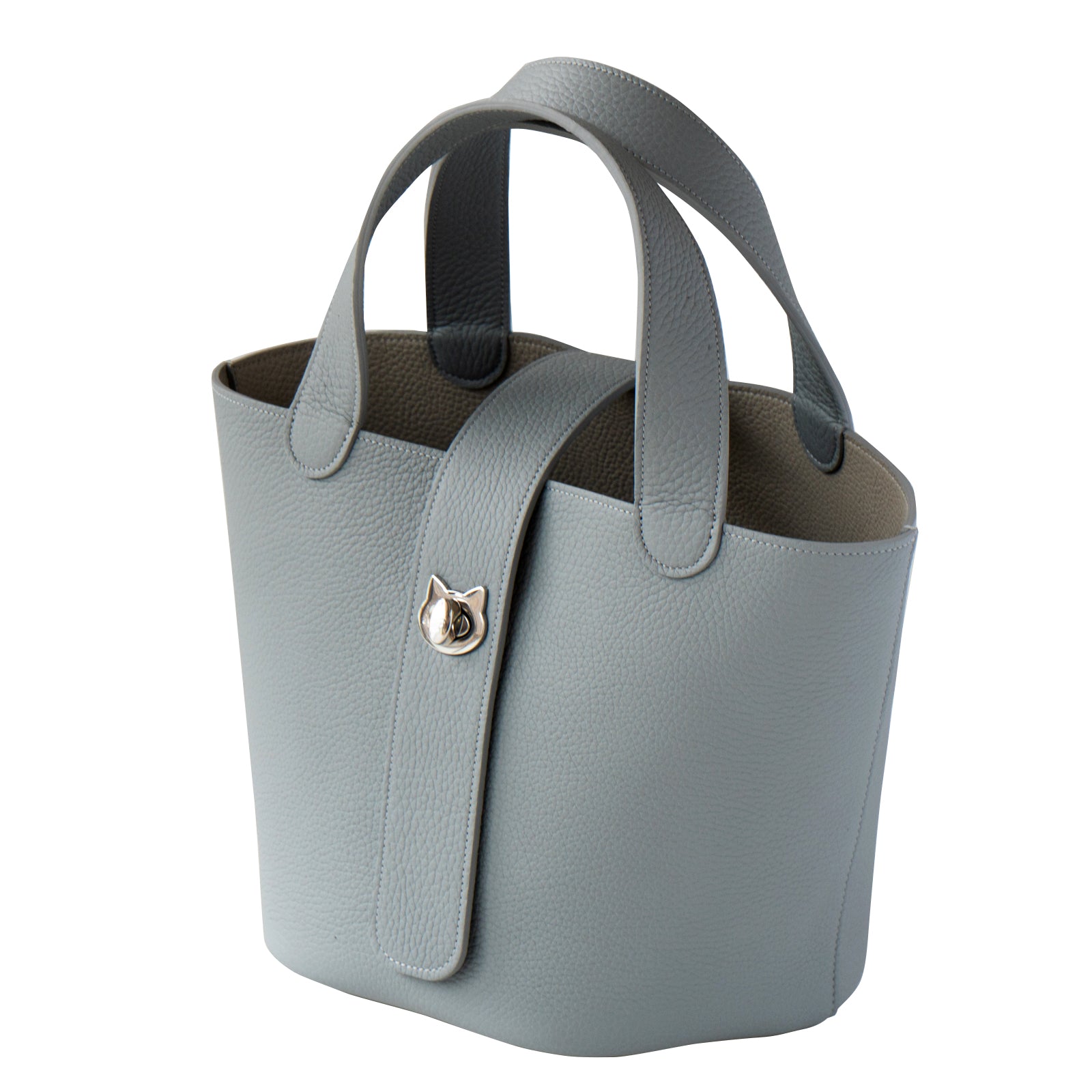 Limited Quantity: PAW Baguette Bag with Paw Print Charm in Taurillon Clemence/Ice Grey