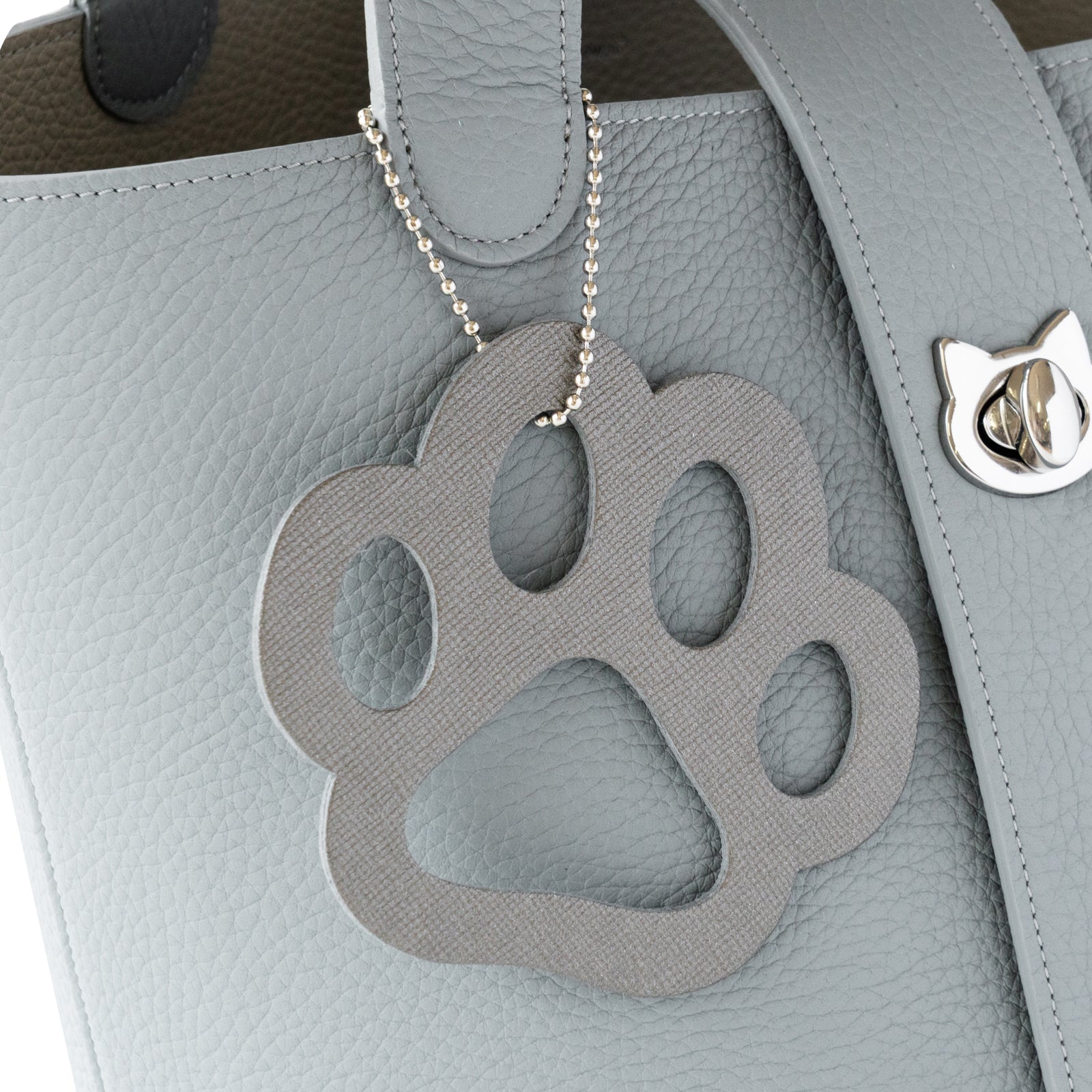 Limited Quantity: PAW Baguette Bag with Paw Print Charm in Taurillon Clemence/Ice Grey