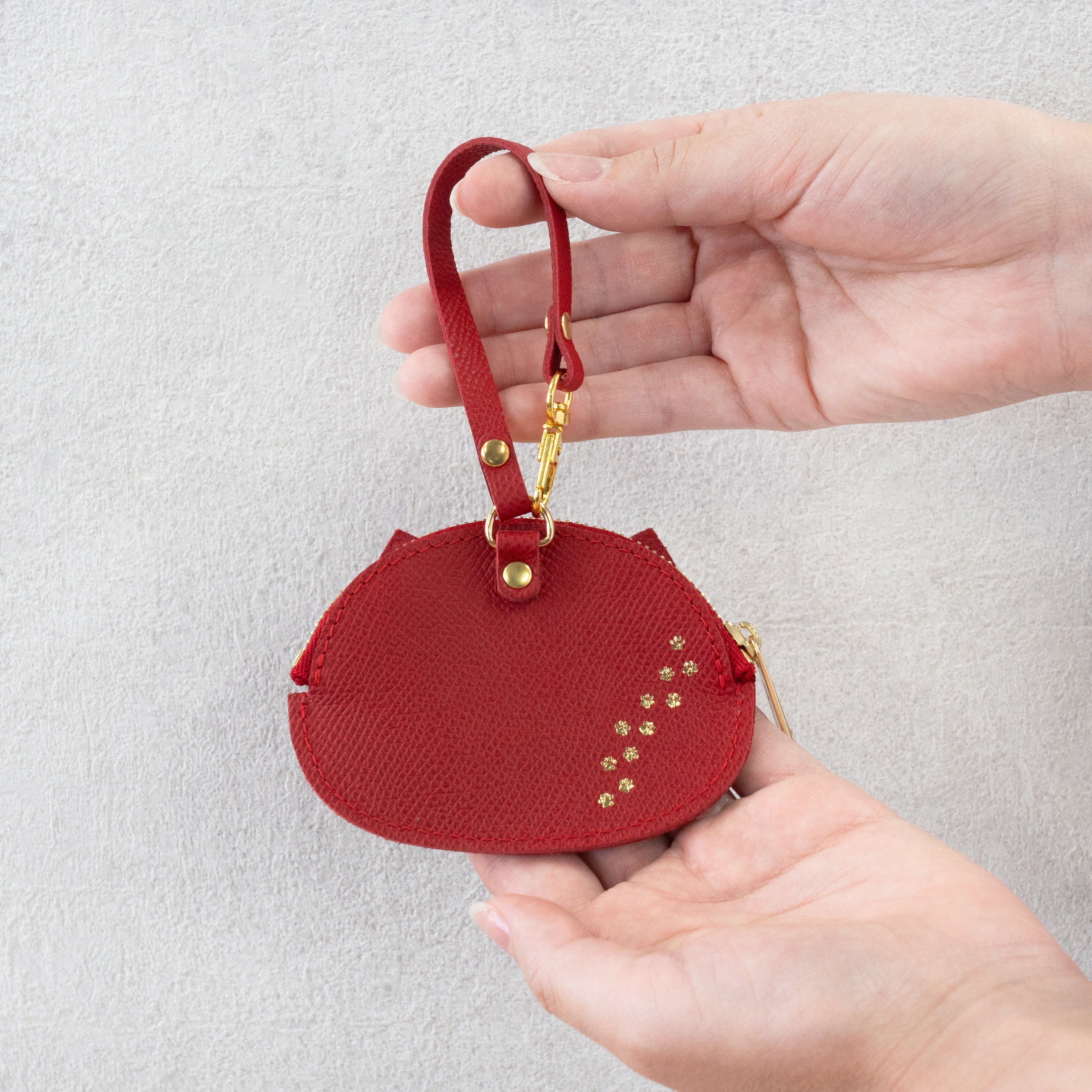 Nyan Face Coin Purse, Veau Epsom / Rouge