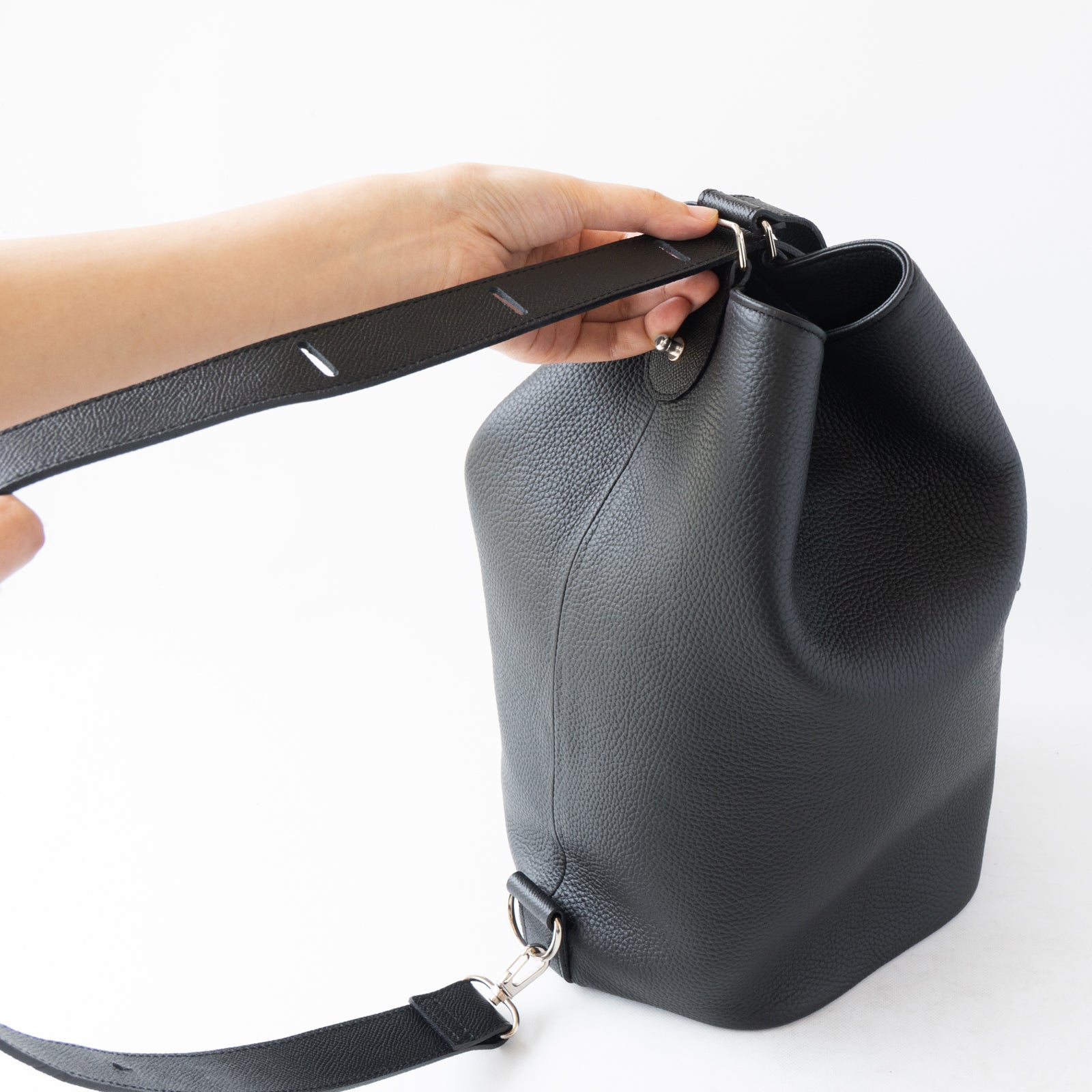 PAW Cuir Mache 3-Way Bag in Black with Silver Hardware