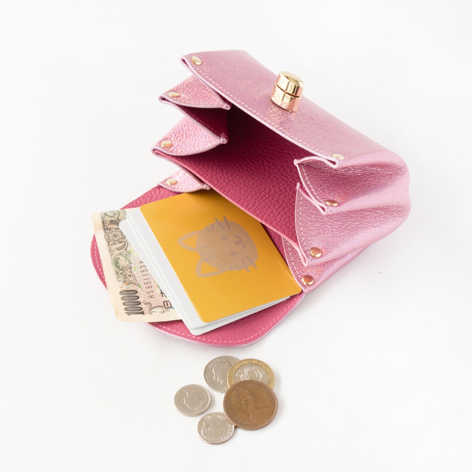 Shell pouch CAT Prism leather / Aurora Rose