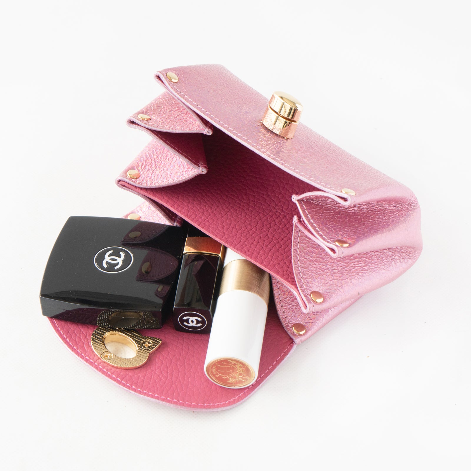 Shell pouch CAT Prism leather / Aurora Rose