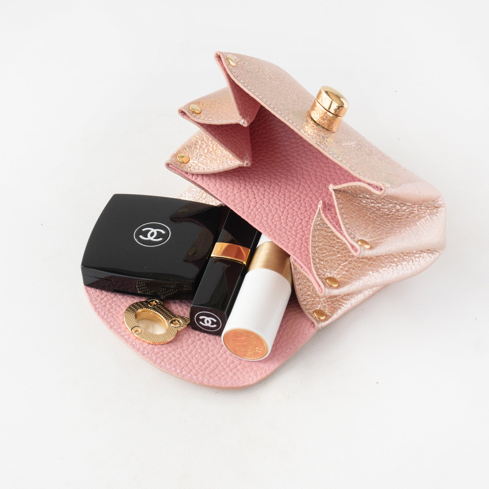 Shell pouch CAT Prism leather / Aurora pink