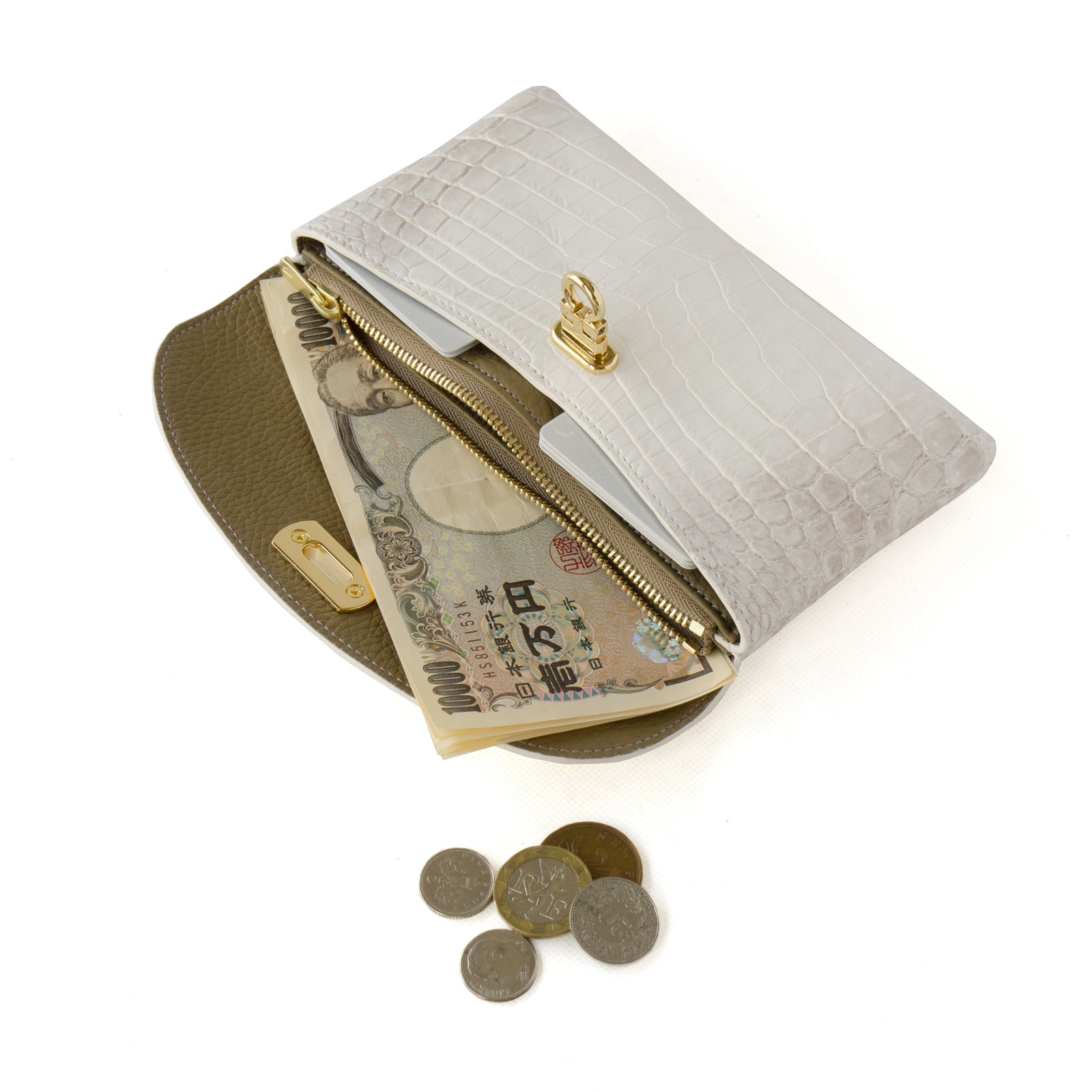 【おつとめ品セール】フラップウォレット フルールロング ヒマラヤクロコダイル