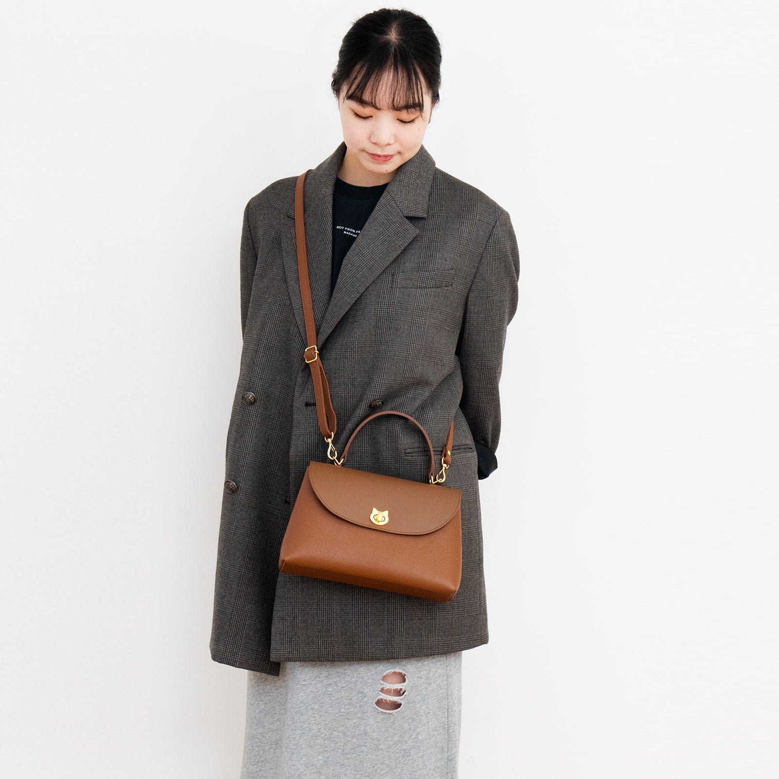 【受注販売:7/24(金)22:00~26(日)】【初回10%OFF】フラップコンビハンドバッグ / キャメル