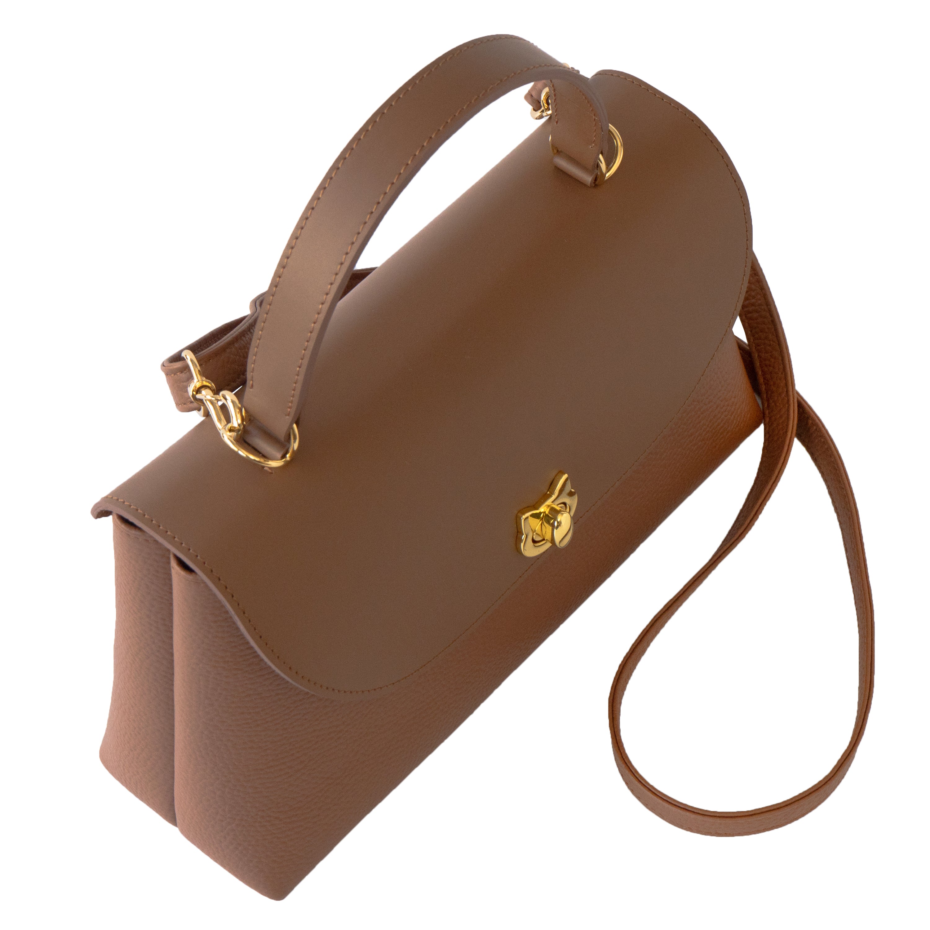 【受注販売:7/24(金)22:00~26(日)】【初回10%OFF】フラップコンビハンドバッグ / キャメル