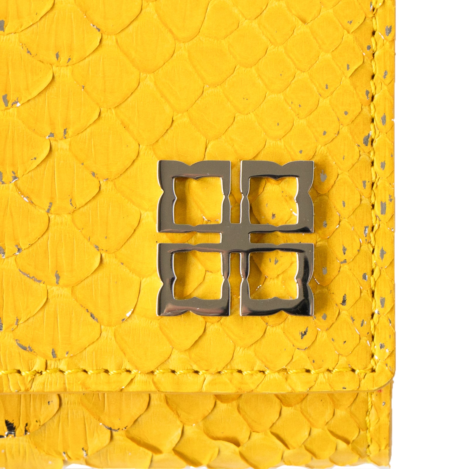 【おつとめ品セール】ハンディウォレット・オペラ リリィ グランデ 箔パイソン / シルバーイエロー