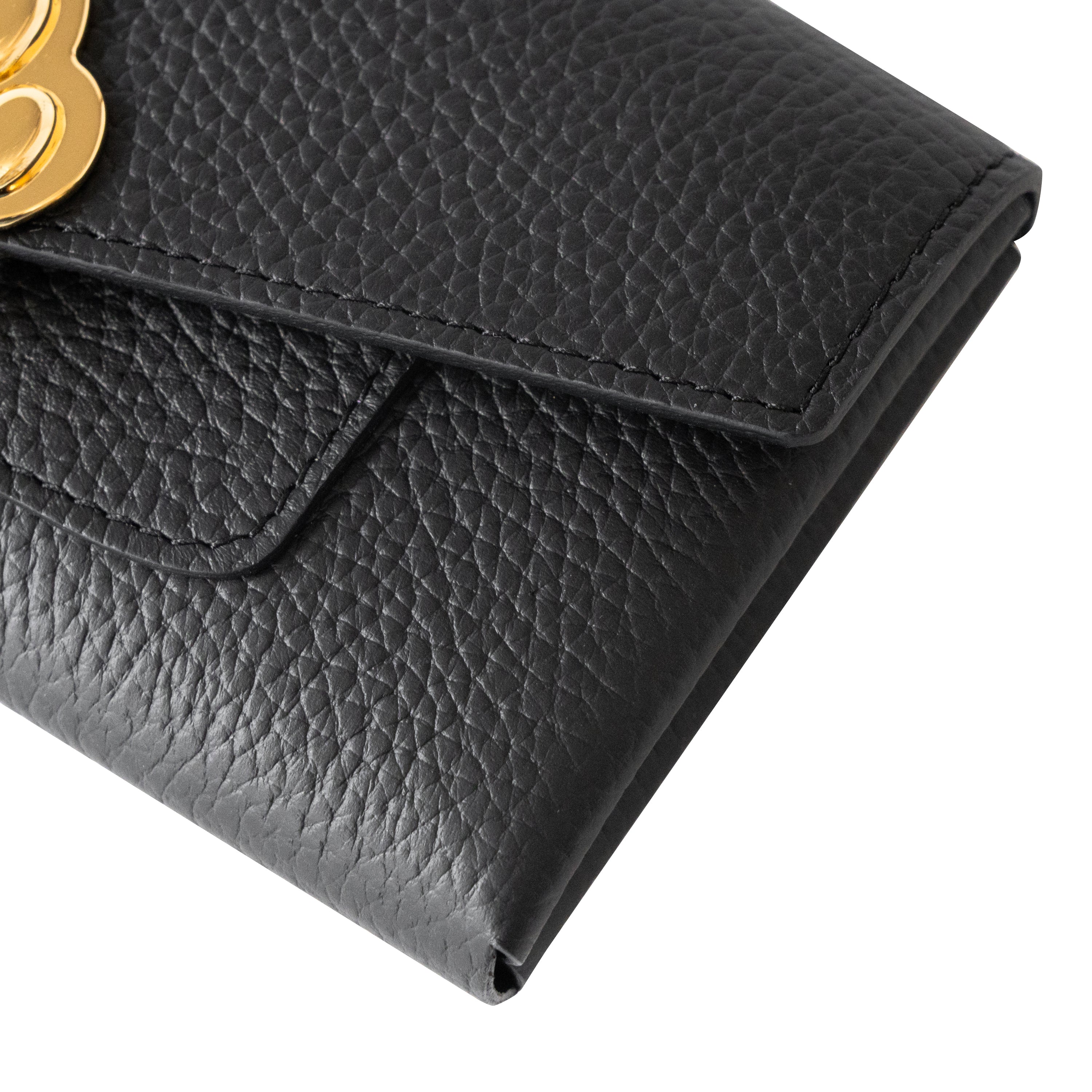 【受注販売:7/24(金)22:00~26(日)】【初回10%OFF】小さなレザーフラップ長財布・ミャウヴェル / ブラック