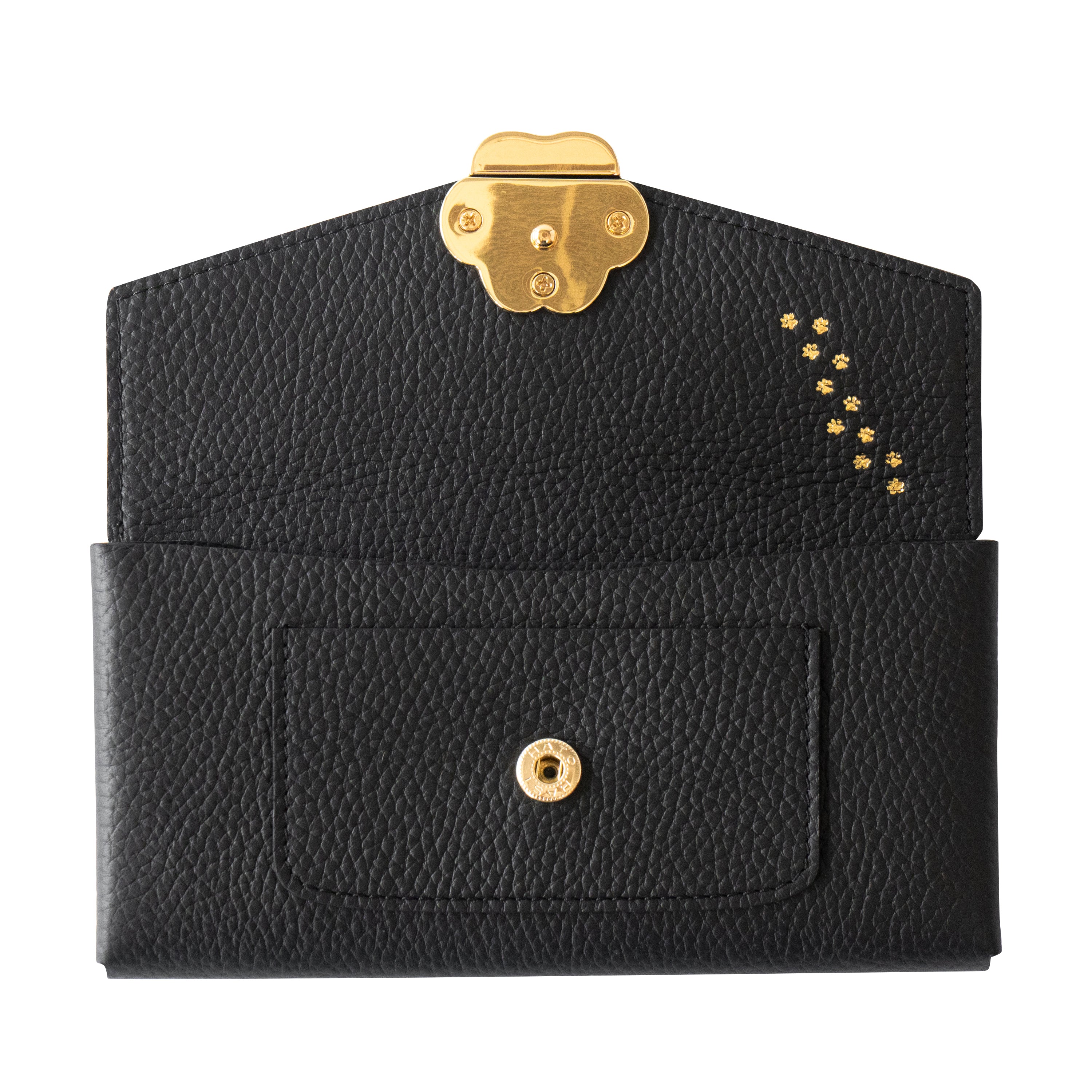 【受注販売:7/24(金)22:00~26(日)】【初回10%OFF】小さなレザーフラップ長財布・ミャウヴェル / ブラック
