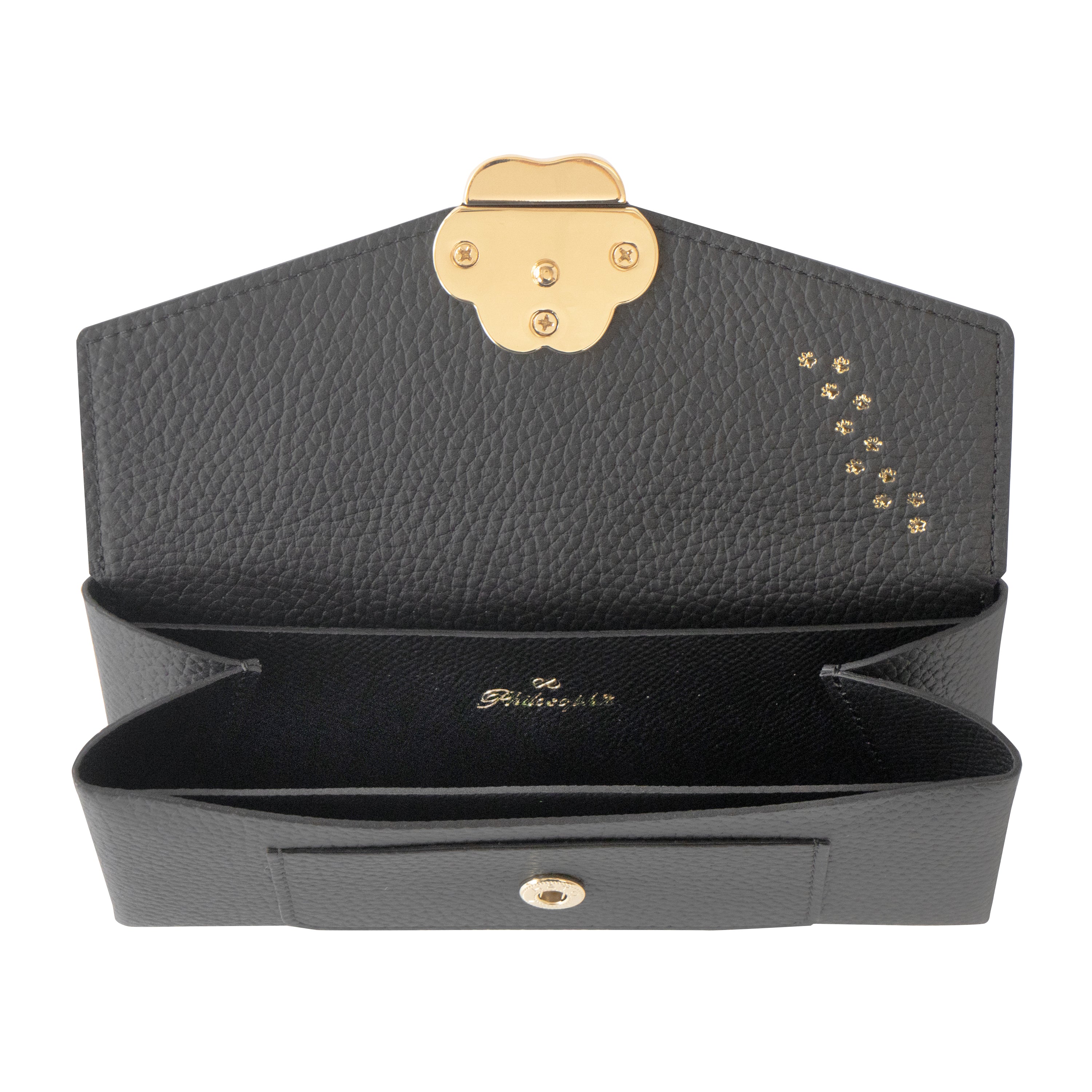 【受注販売:7/24(金)22:00~26(日)】【初回10%OFF】小さなレザーフラップ長財布・ミャウヴェル / ブラック