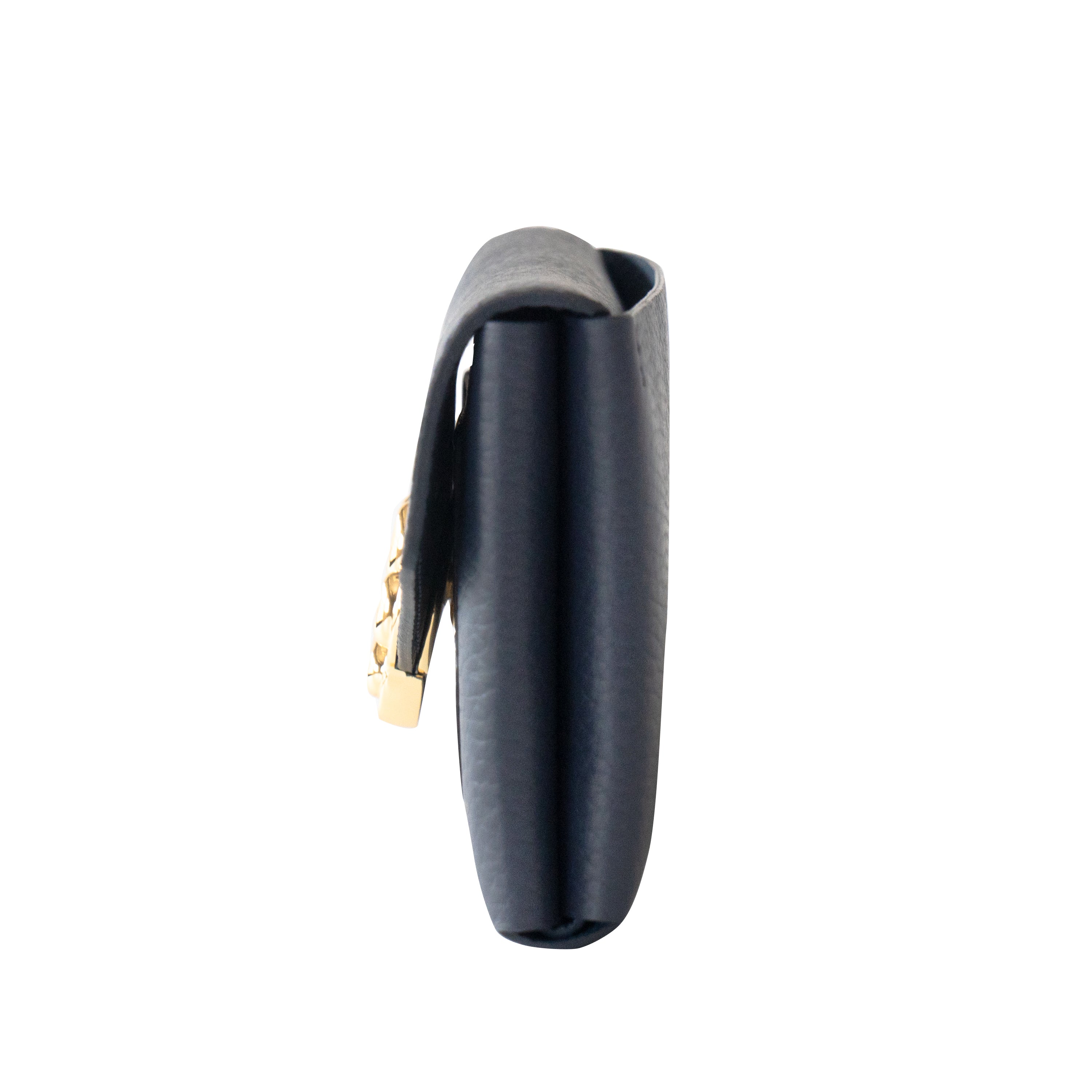 【受注販売:7/24(金)22:00~26(日)】【初回10%OFF】小さなレザーフラップ長財布・ミャウヴェル / ブルーニュイ