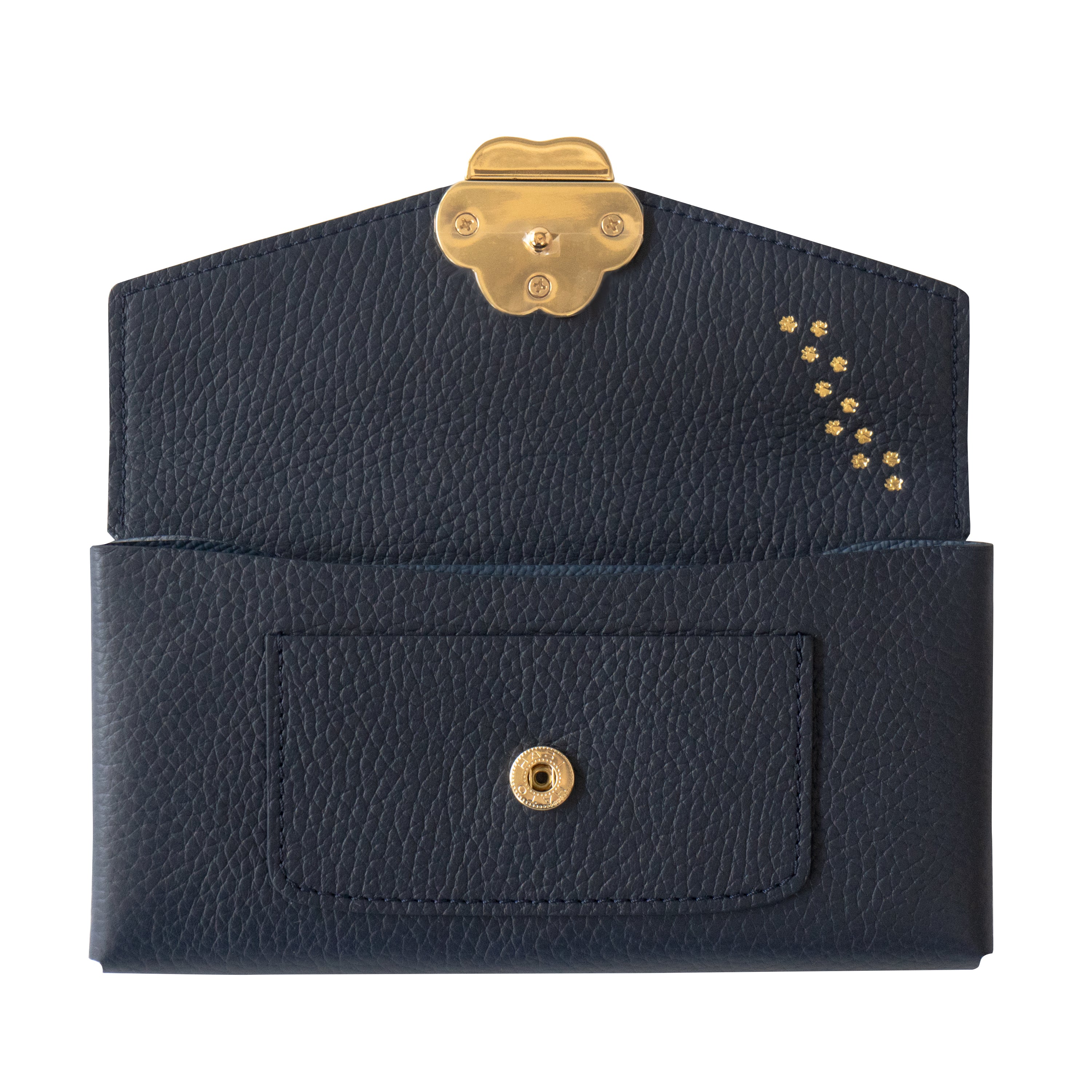 【受注販売:7/24(金)22:00~26(日)】【初回10%OFF】小さなレザーフラップ長財布・ミャウヴェル / ブルーニュイ