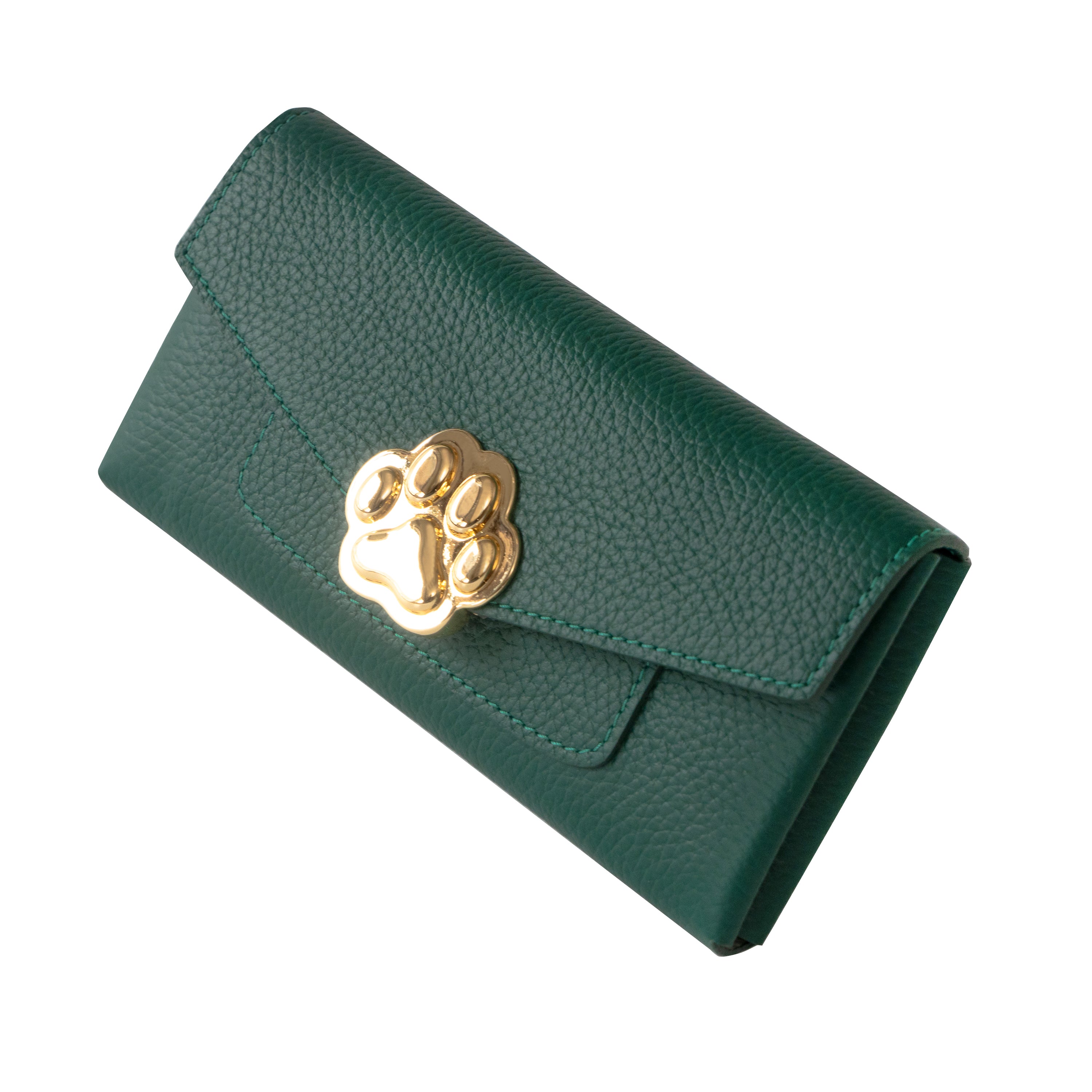 【受注販売:7/24(金)22:00~26(日)】【初回10%OFF】小さなレザーフラップ長財布・ミャウヴェル / エメラルド