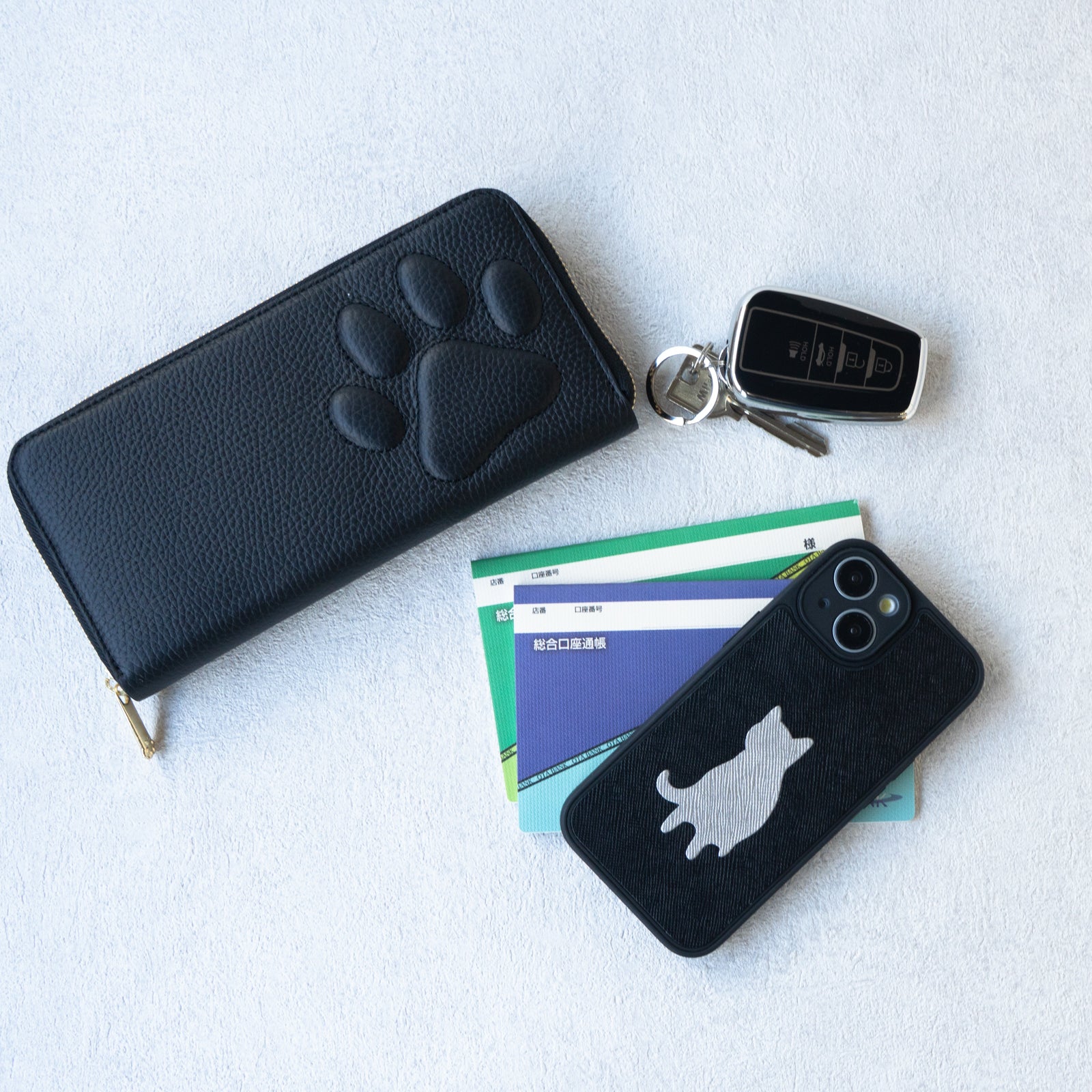 PAWラウンドファスナー長財布 キュイール・マッシュ / ブラック