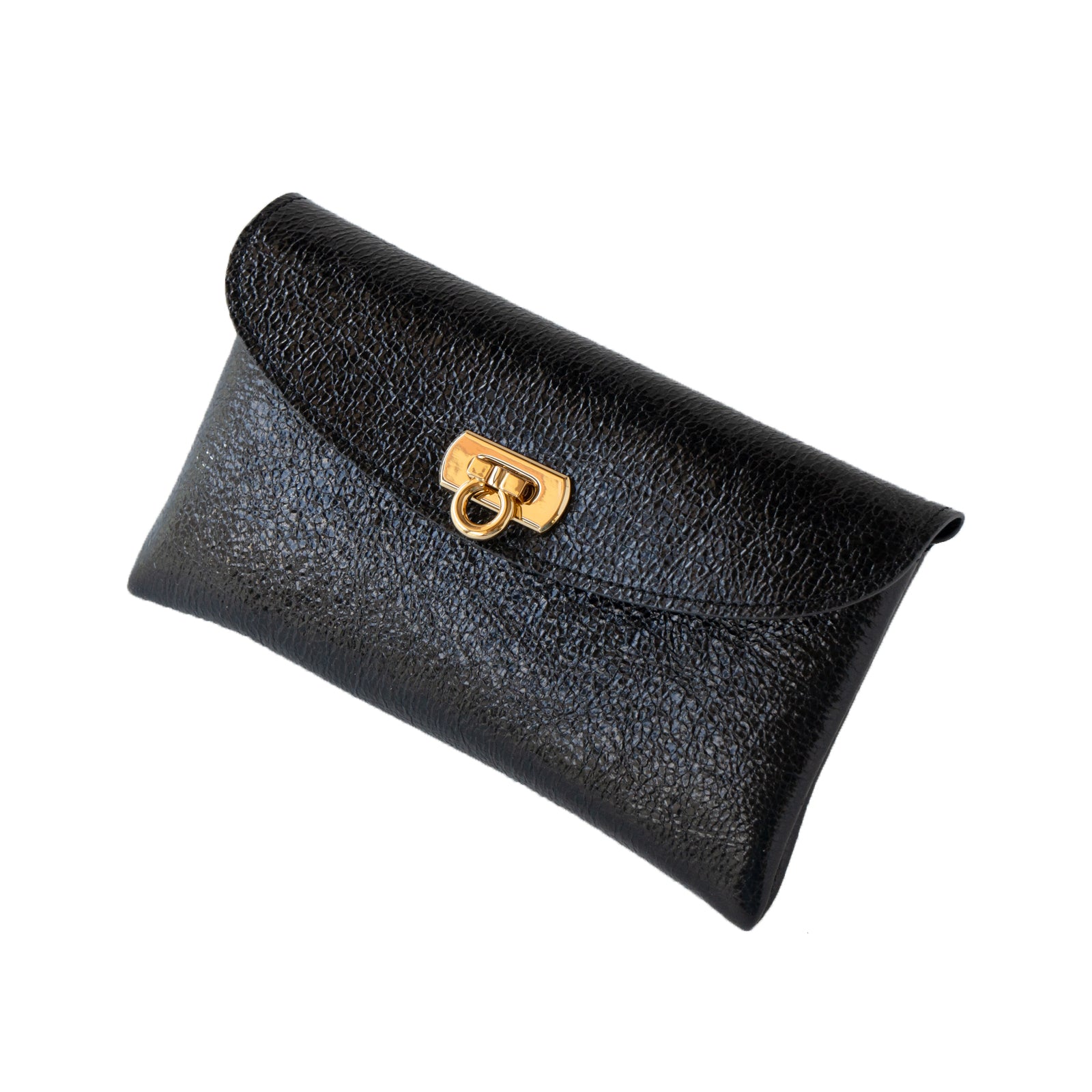 【おつとめ品セール】フラップウォレット・フルール ロング (インナーカードケース・背面ポケット付き) プリズムレザー / ブラック