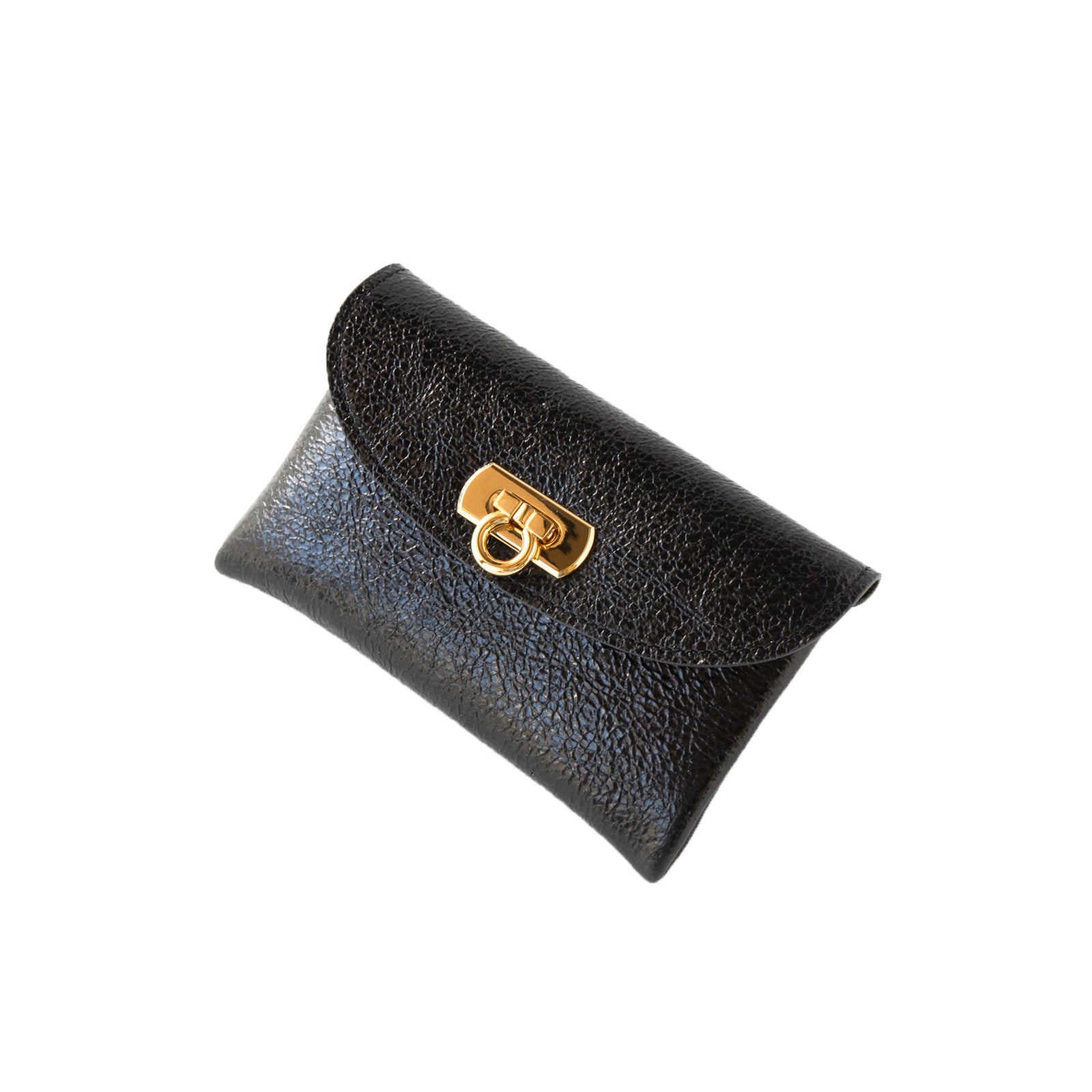 【おつとめ品セール】フラップウォレット・フルール ミディアム (背面ポケット付き) プリズムレザー / ブラック