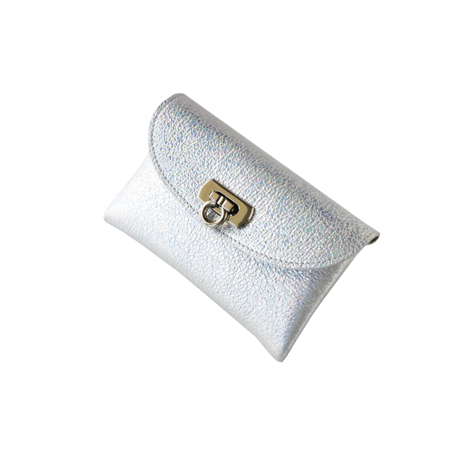 【おつとめ品セール】フラップウォレット・フルール ミディアム (背面ポケット付き) プリズムレザー / オーロラシルバー