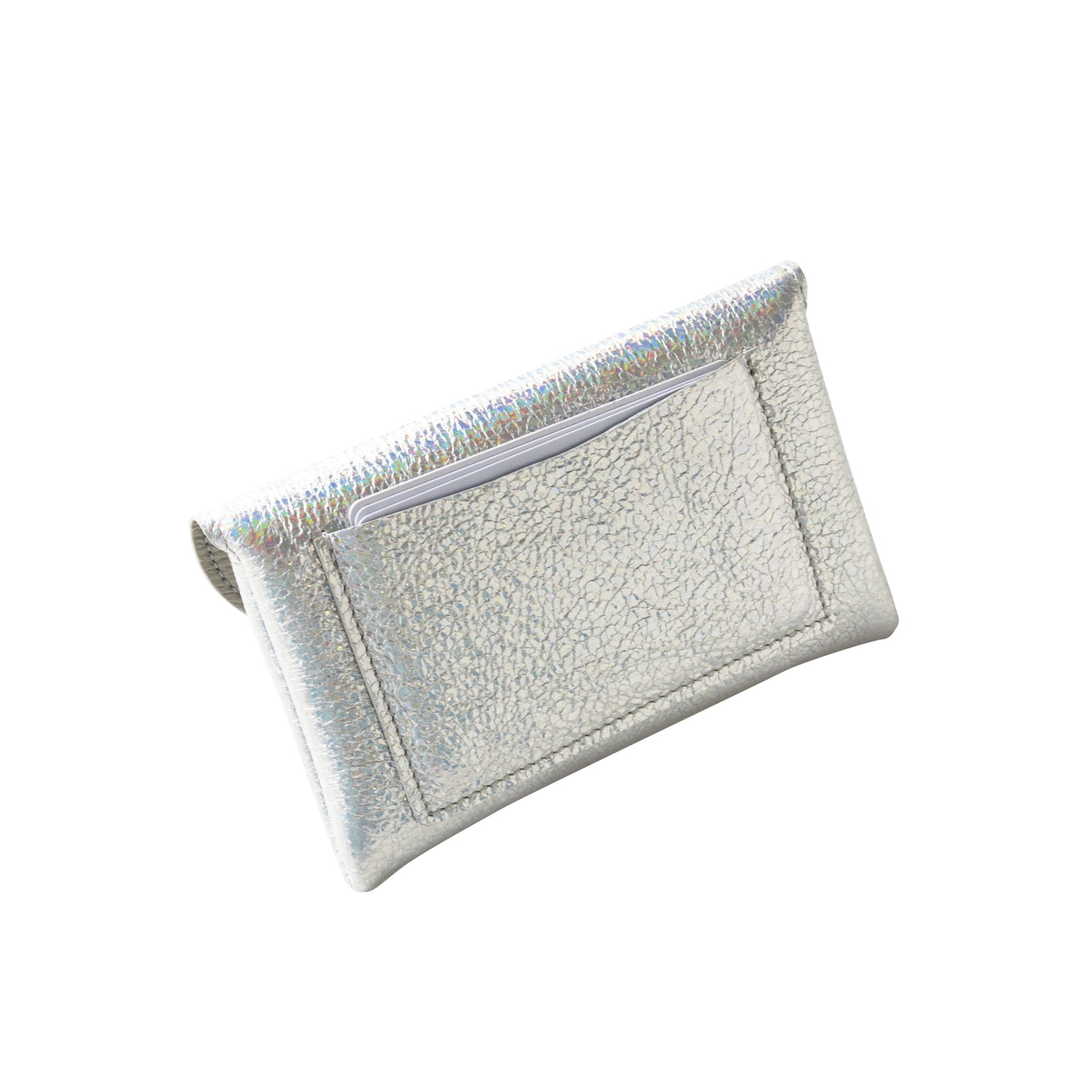 【おつとめ品セール】フラップウォレット・フルール ミディアム (背面ポケット付き) プリズムレザー / オーロラシルバー