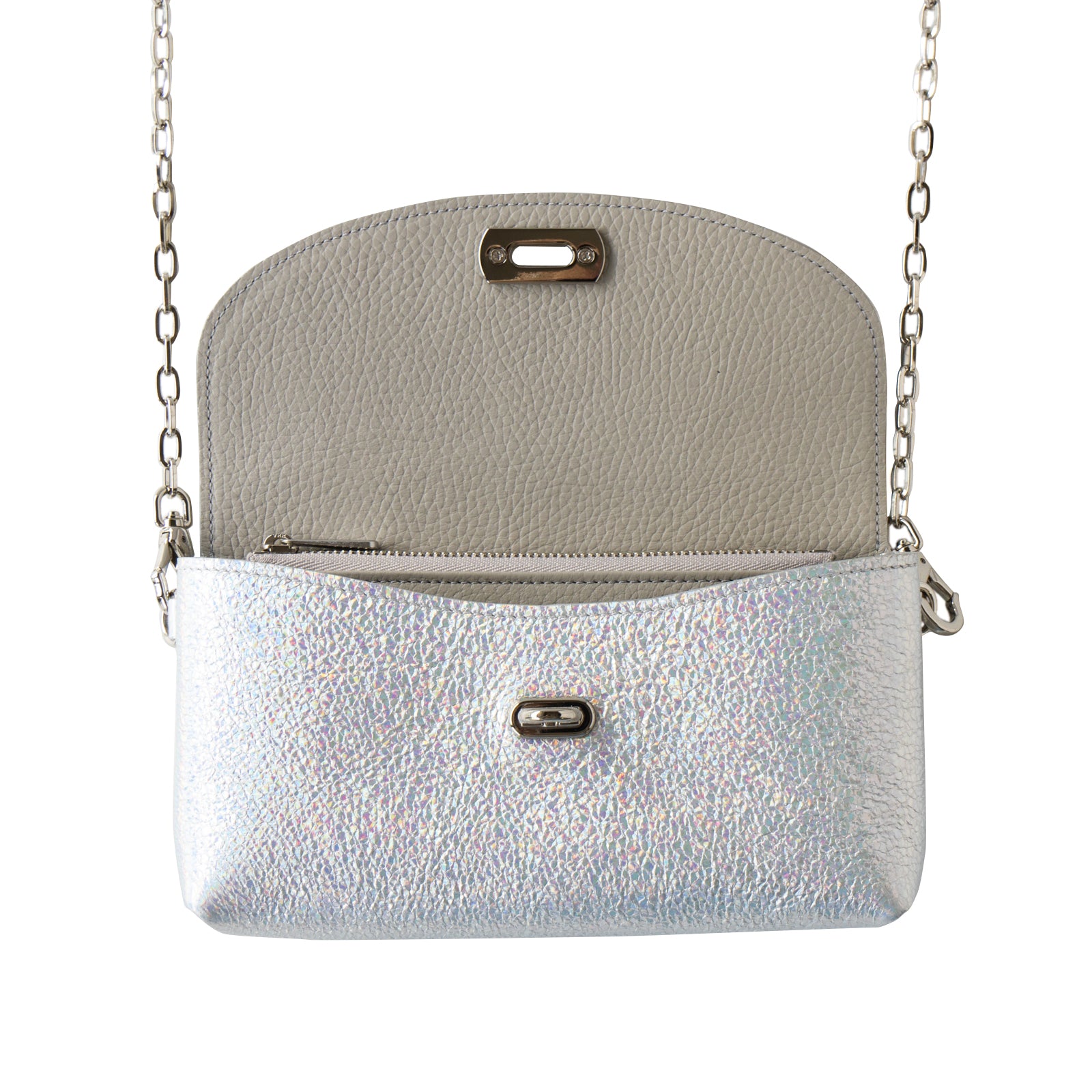 【おつとめ品セール】フルール ミリオン ポシェット(背面ポケット付き) プリズムレザー / オーロラシルバー