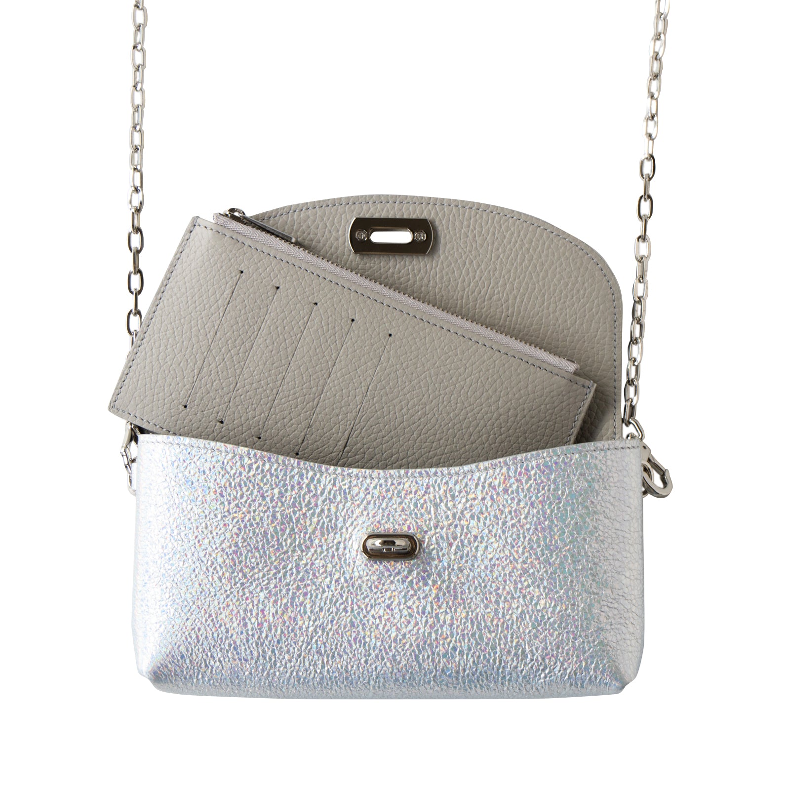 【おつとめ品セール】フルール ミリオン ポシェット(背面ポケット付き) プリズムレザー / オーロラシルバー