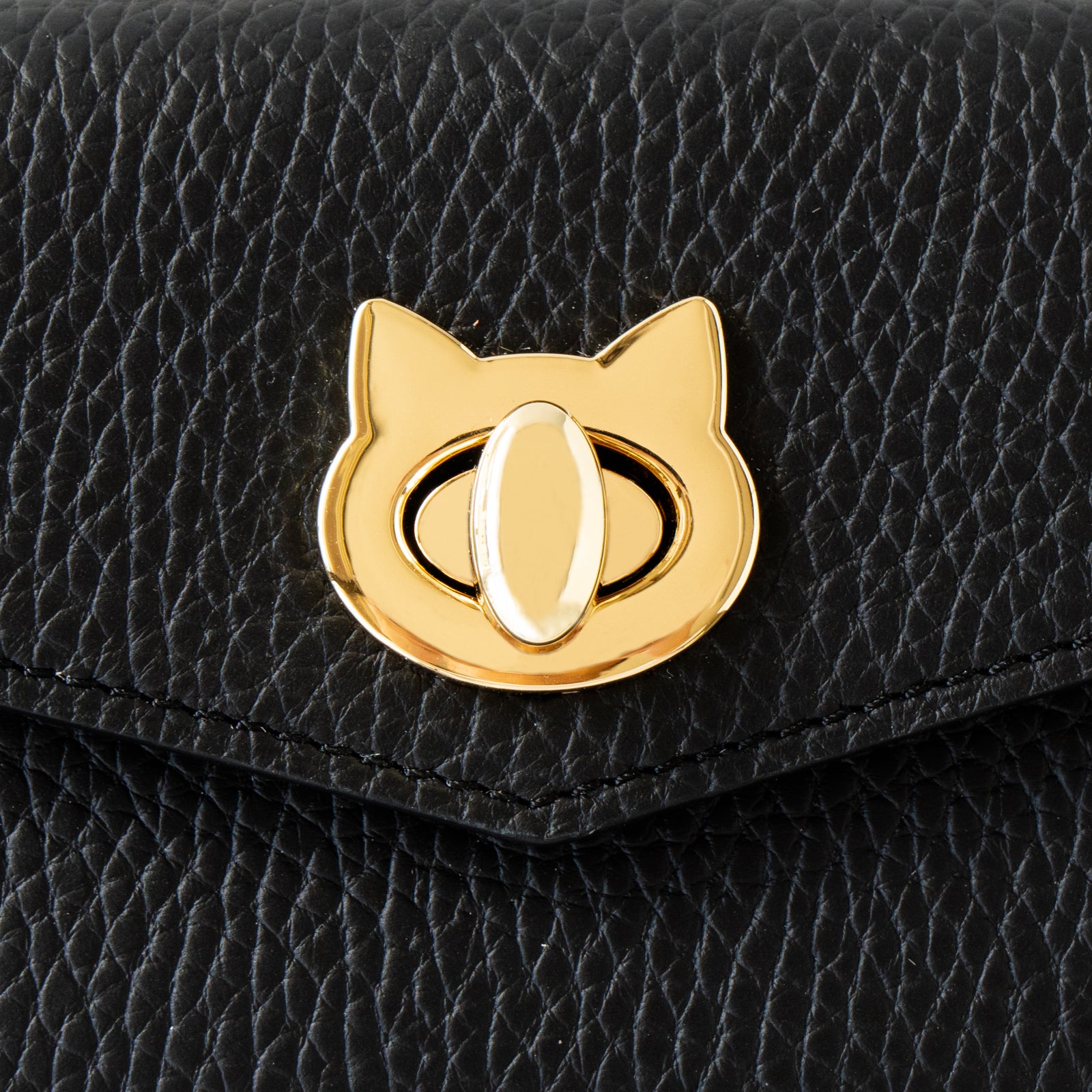 N'Apela Grande Cuir Mache Handy Wallet in Black with Gold Hardware